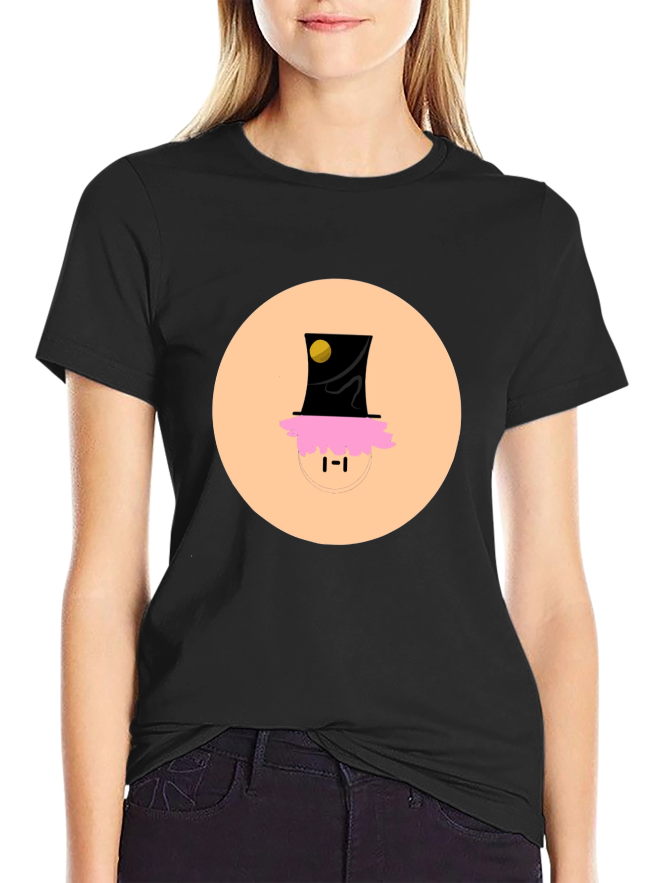 Black Funky Top Hat Tee - Unique Graphic Print T-Shirt view 2