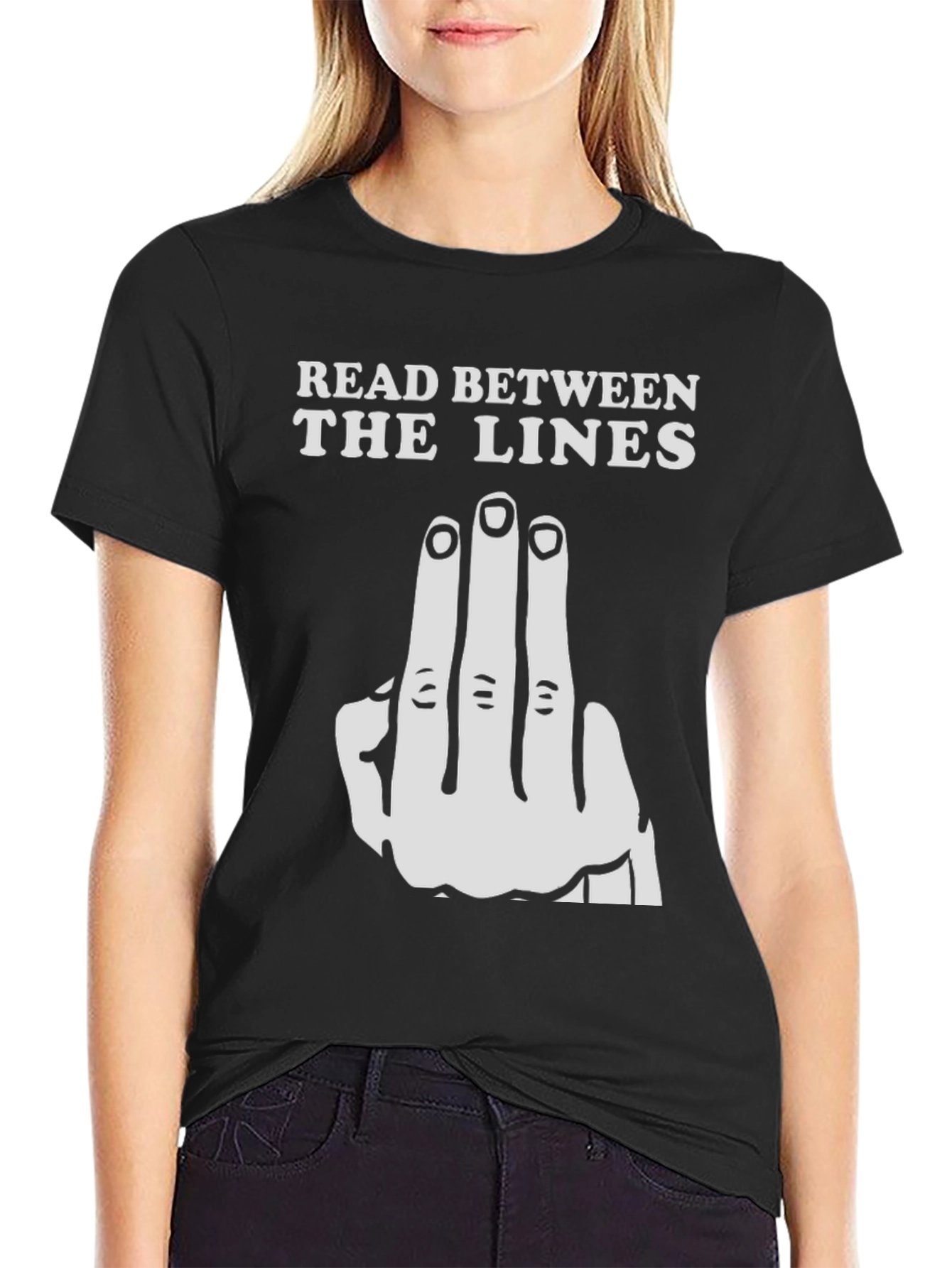 Black Read Between The Lines Graphic T-Shirt view 2