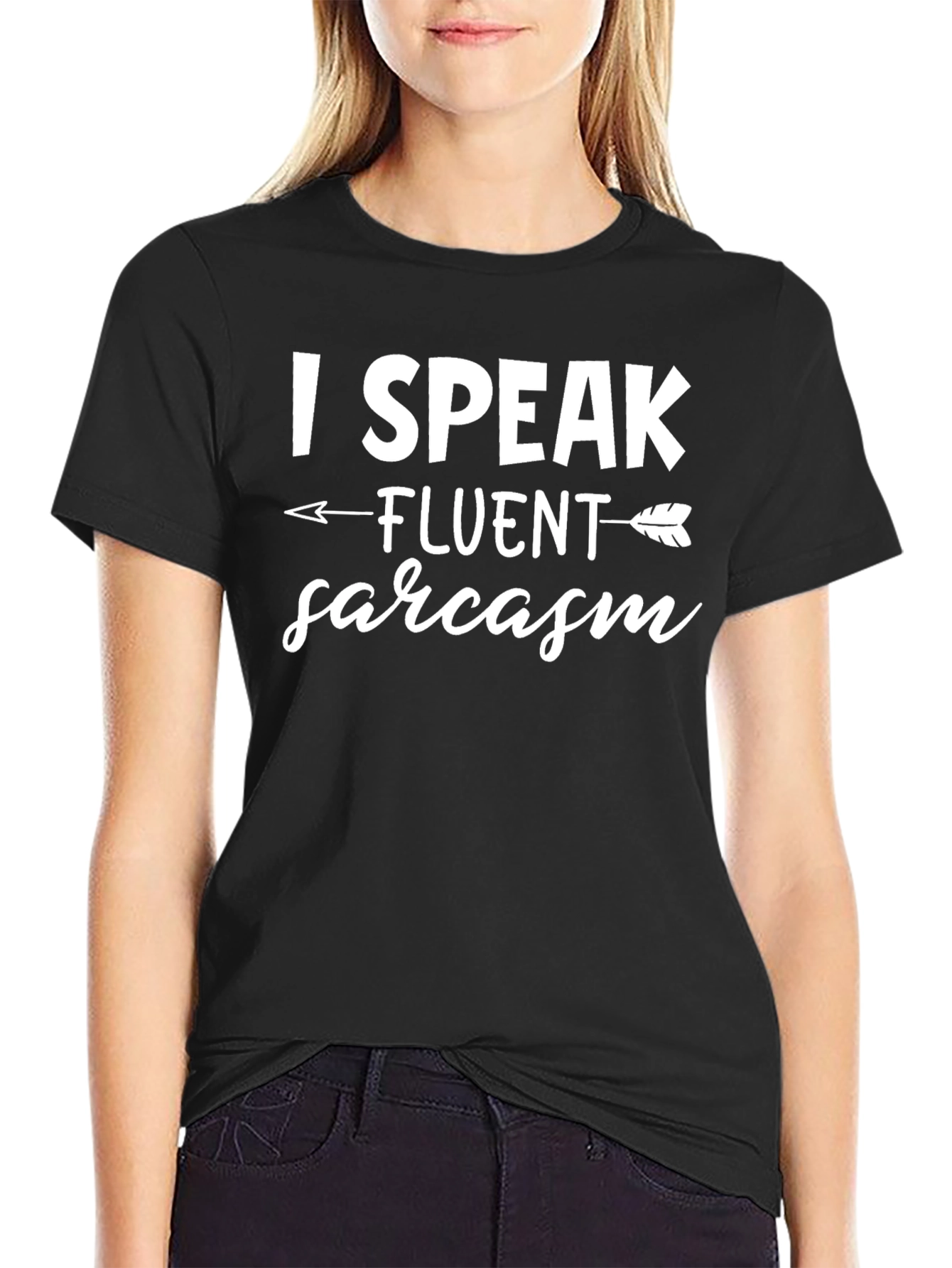 Black I Speak Fluent Sarcasm T-Shirt view 2