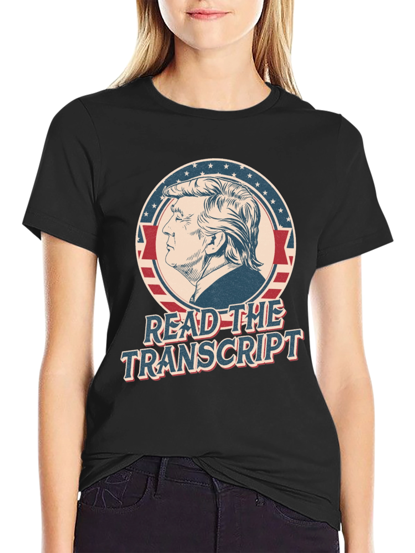 Black Read The Transcript T-Shirt - Political Statement Tee view 2