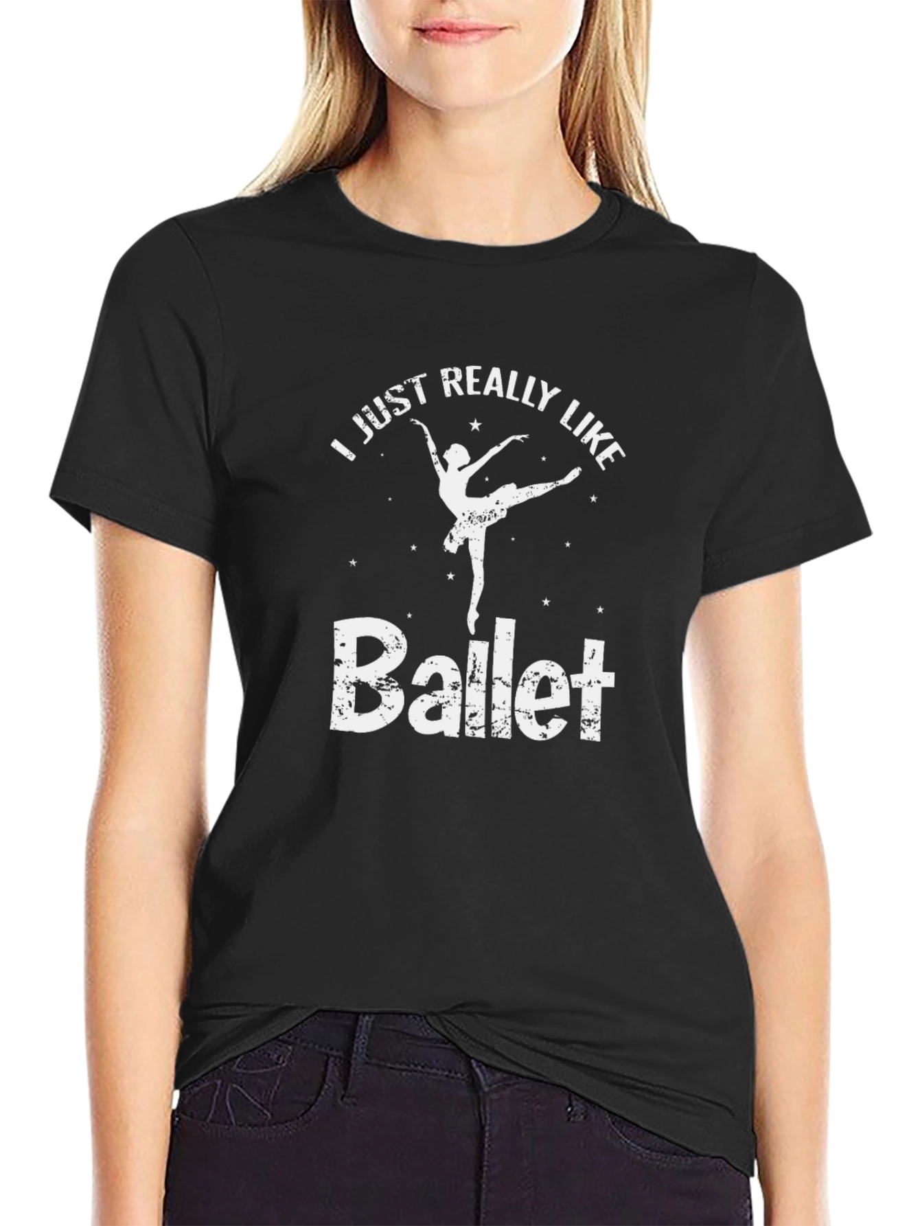 Black Ballet Lover's Black Cotton T-Shirt view 2