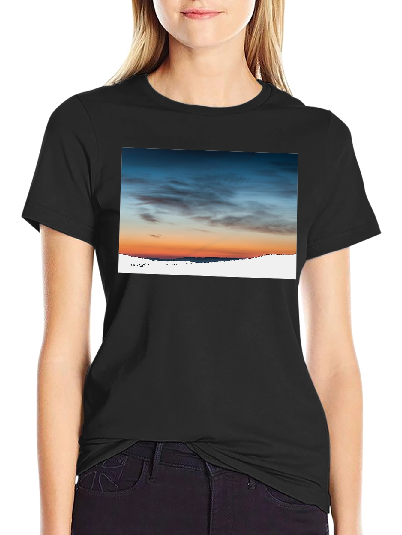 Black Sunset Sky Graphic Tee - Premium Cotton Blend view 2
