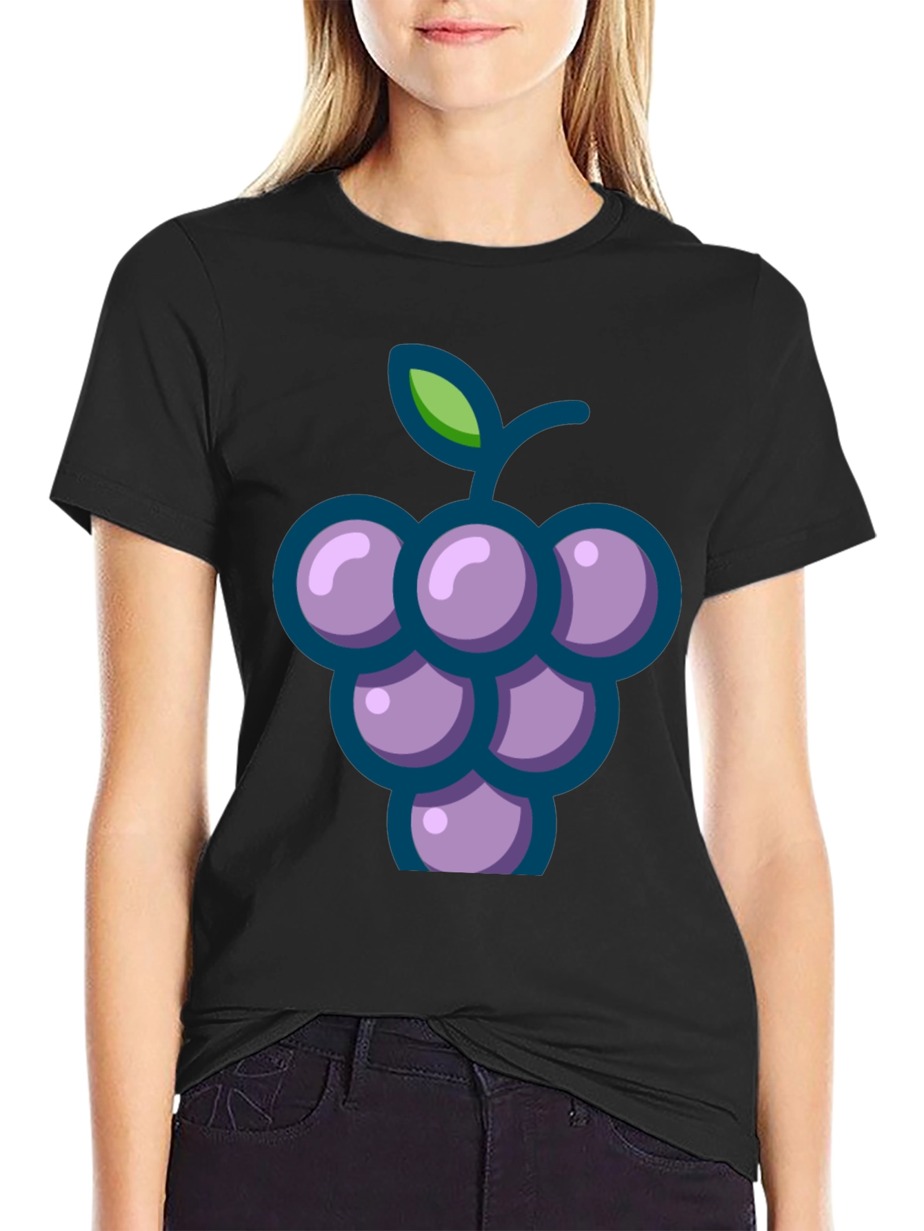 Black Grapes Graphic Tee - Casual Black T-Shirt view 2