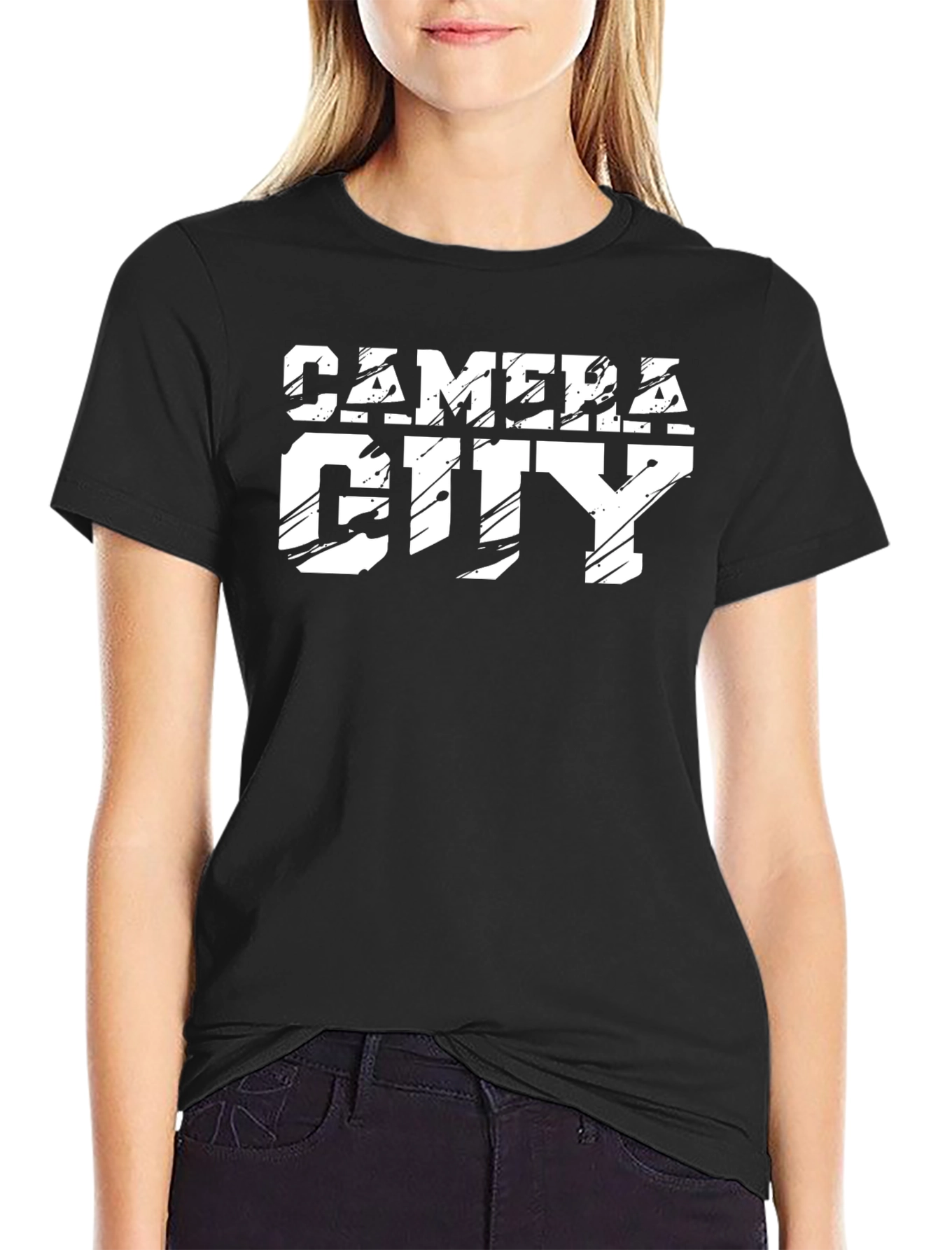 Black Camera City Graphic T-Shirt - Black Cotton Tee view 2
