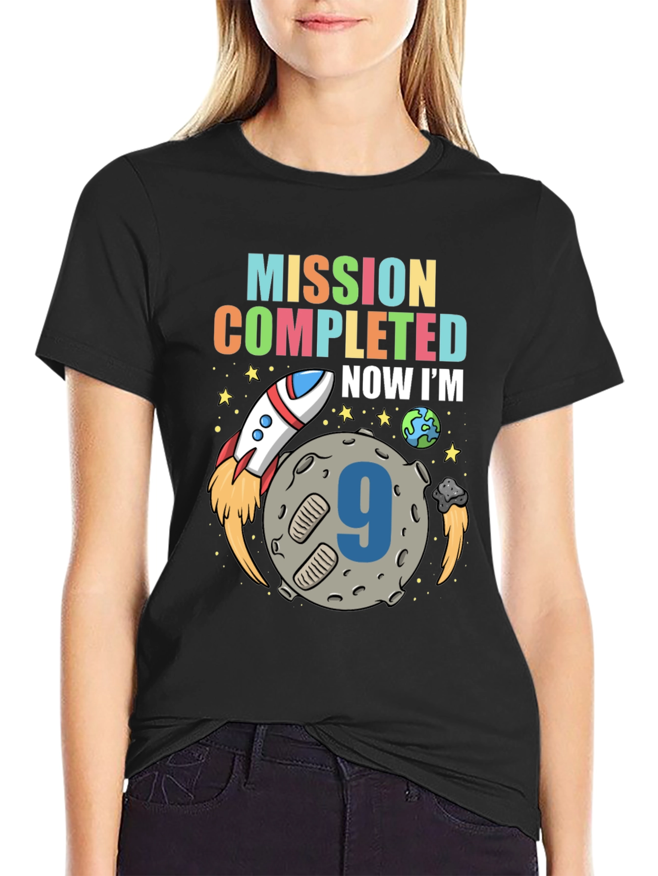 Black Mission Completed Birthday Boy T-shirt view 2