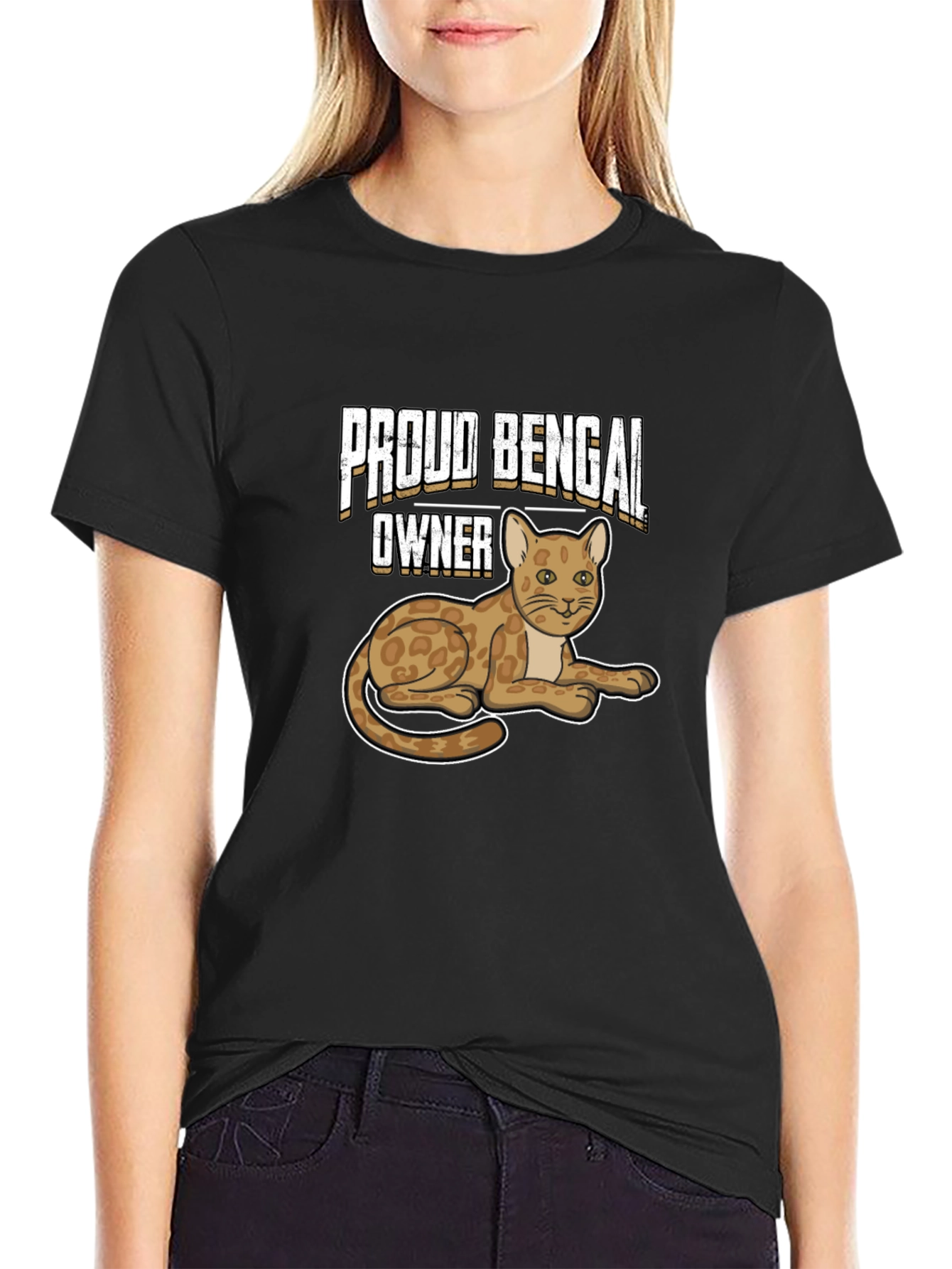 Black Proud Bengal Owner Black T-Shirt view 2