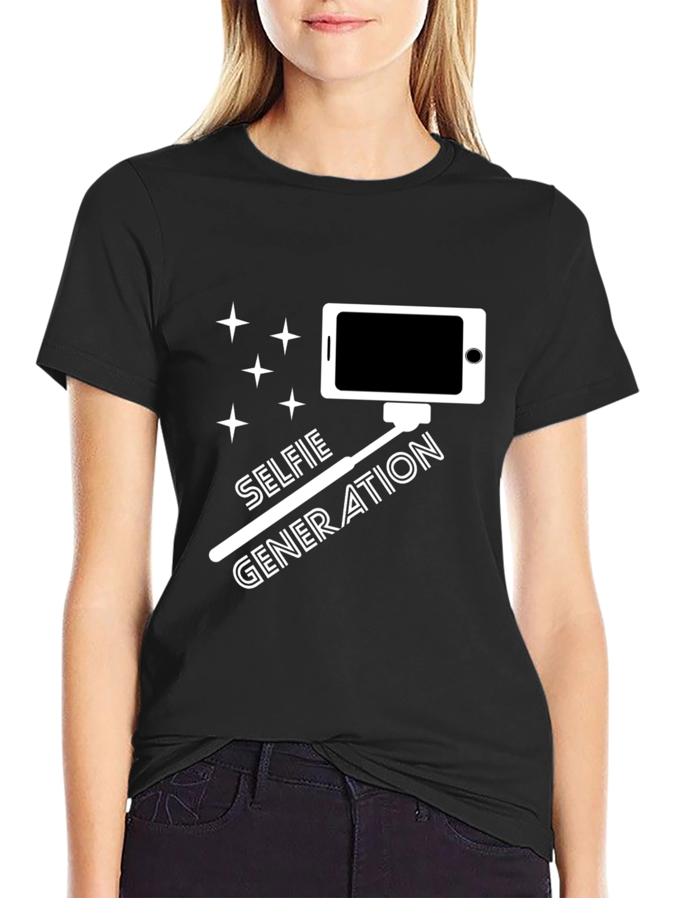 Black Selfie Generation Black T-Shirt view 2