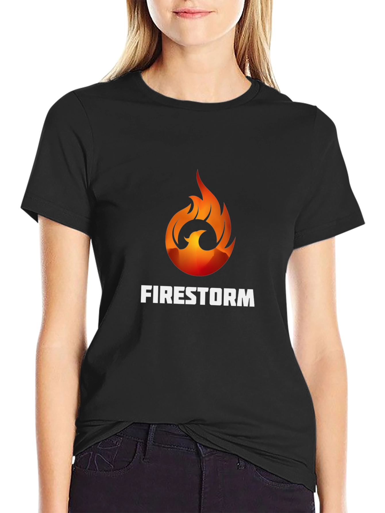 Black Firestorm Graphic Tee - Bold Design, Soft Fabric view 2