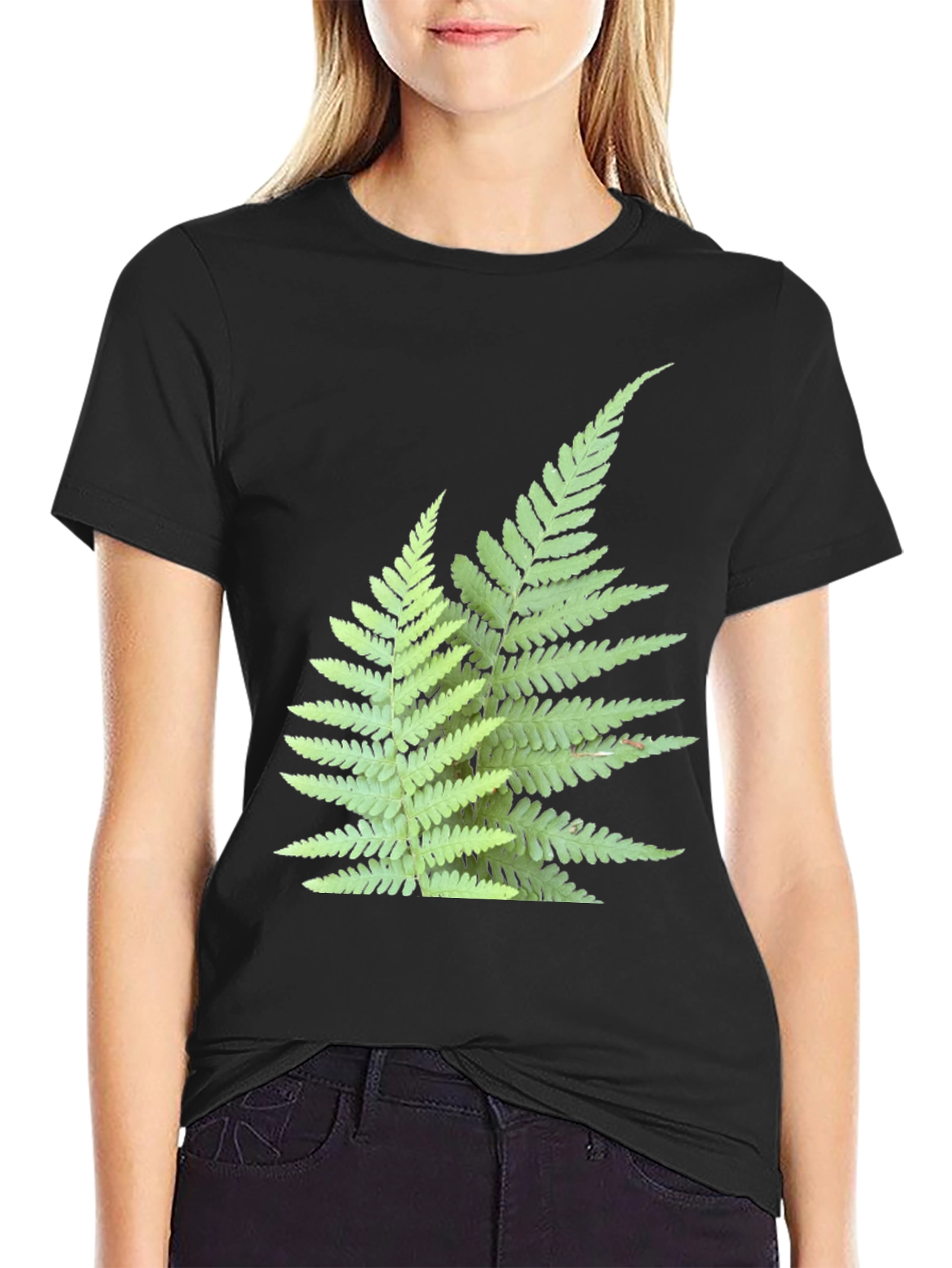 Black Fern Print Black T-Shirt view 2