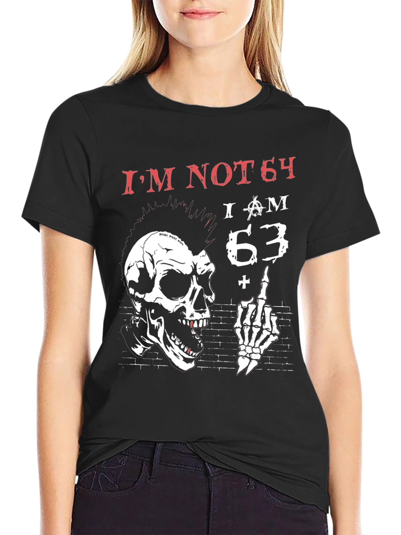 Black I'm Not 64 T-Shirt Skull Punk Rock view 2
