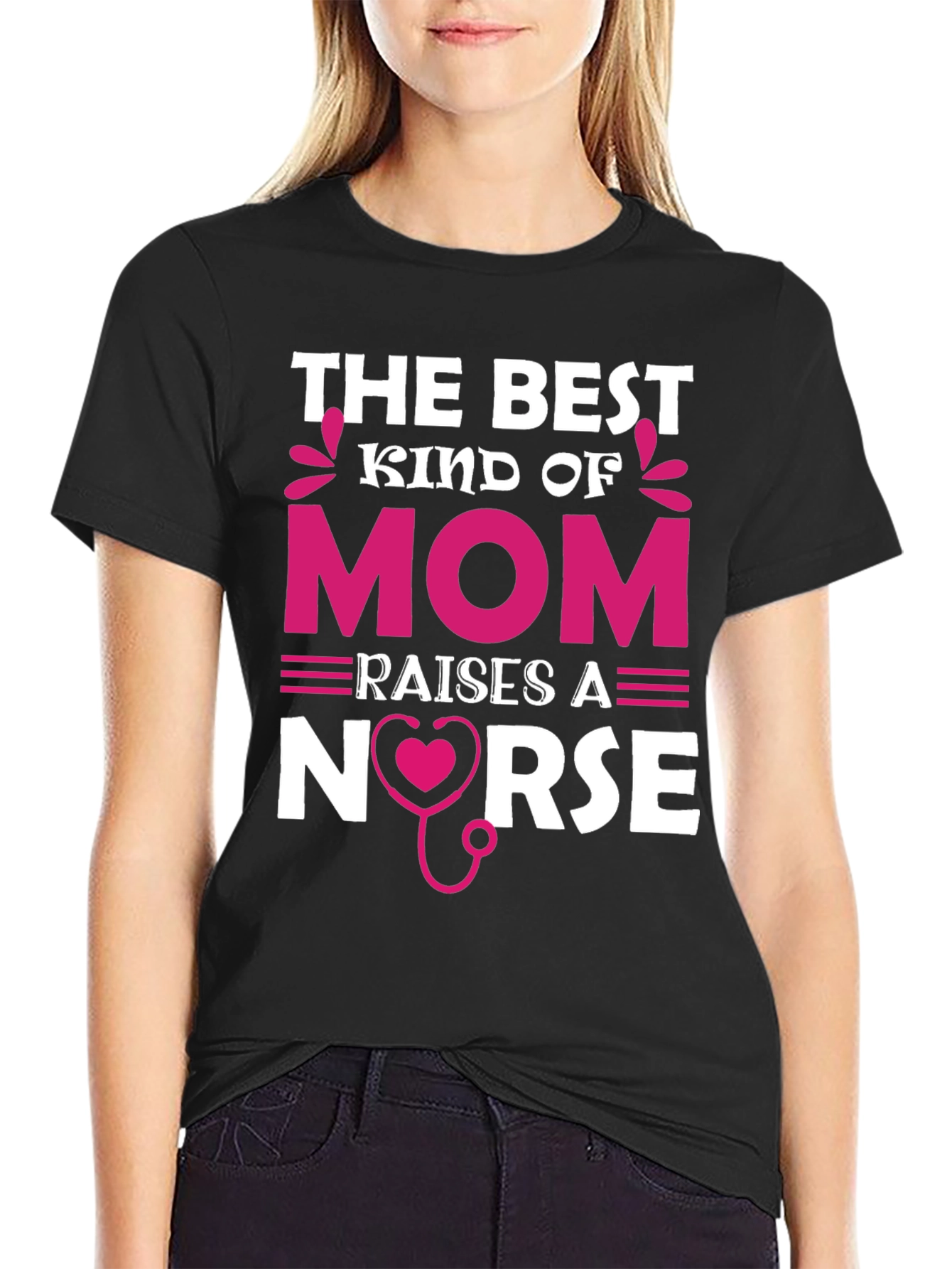 Black Best Kind of Mom Nurse T-Shirt view 2