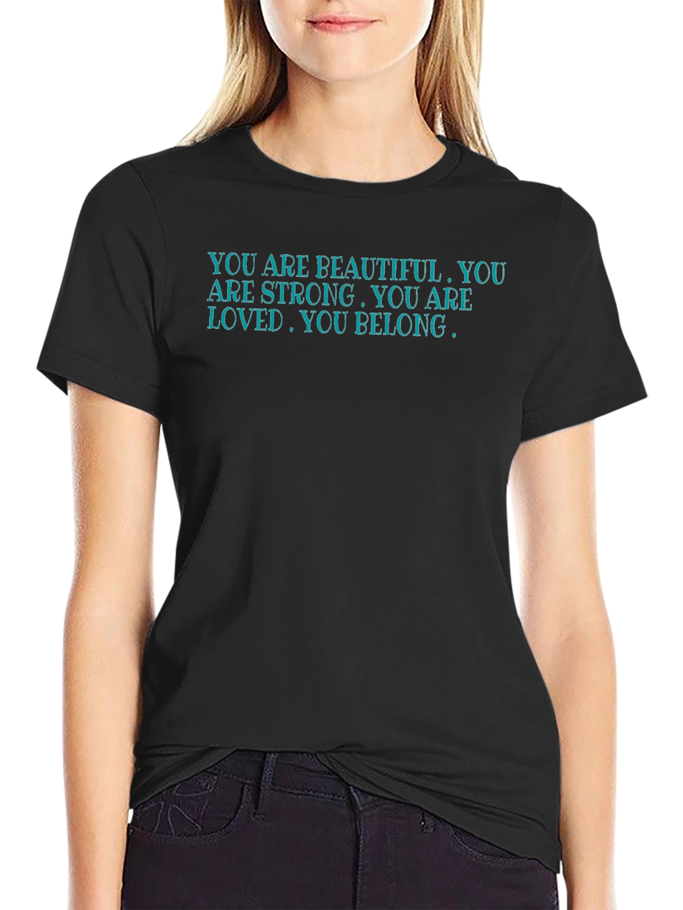 Black Affirming Message T-Shirt - You Are Beautiful view 2
