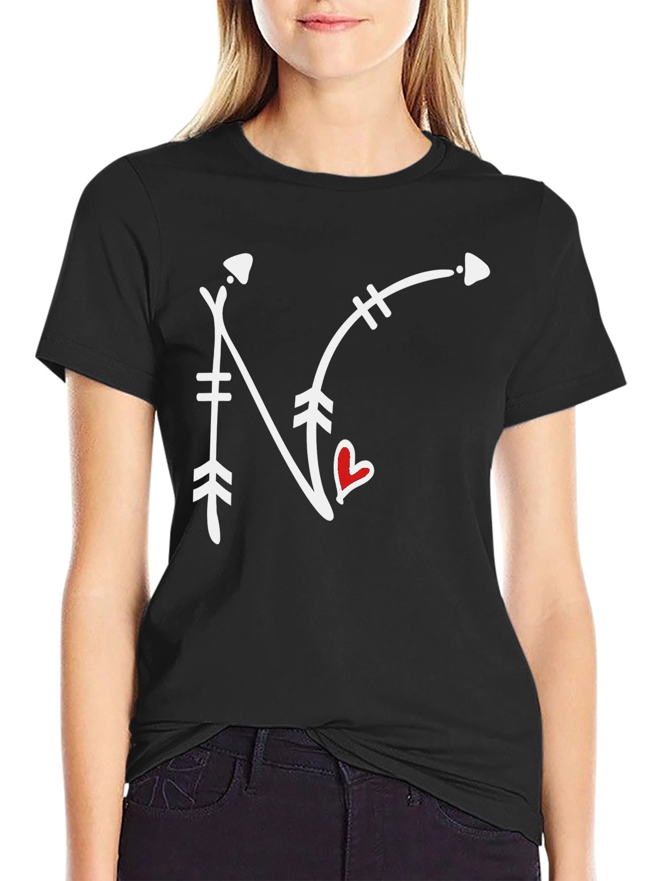 Black Arrow N Heart Graphic Tee - Black view 2