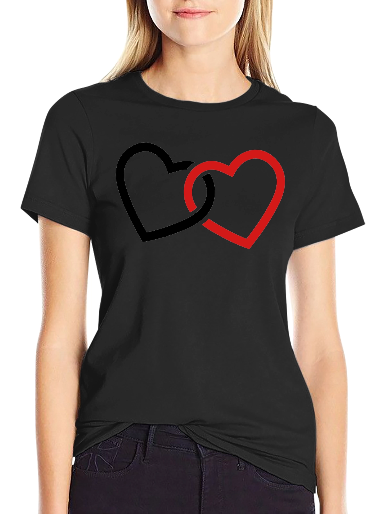 Black Linked Hearts Graphic Black T-Shirt view 2