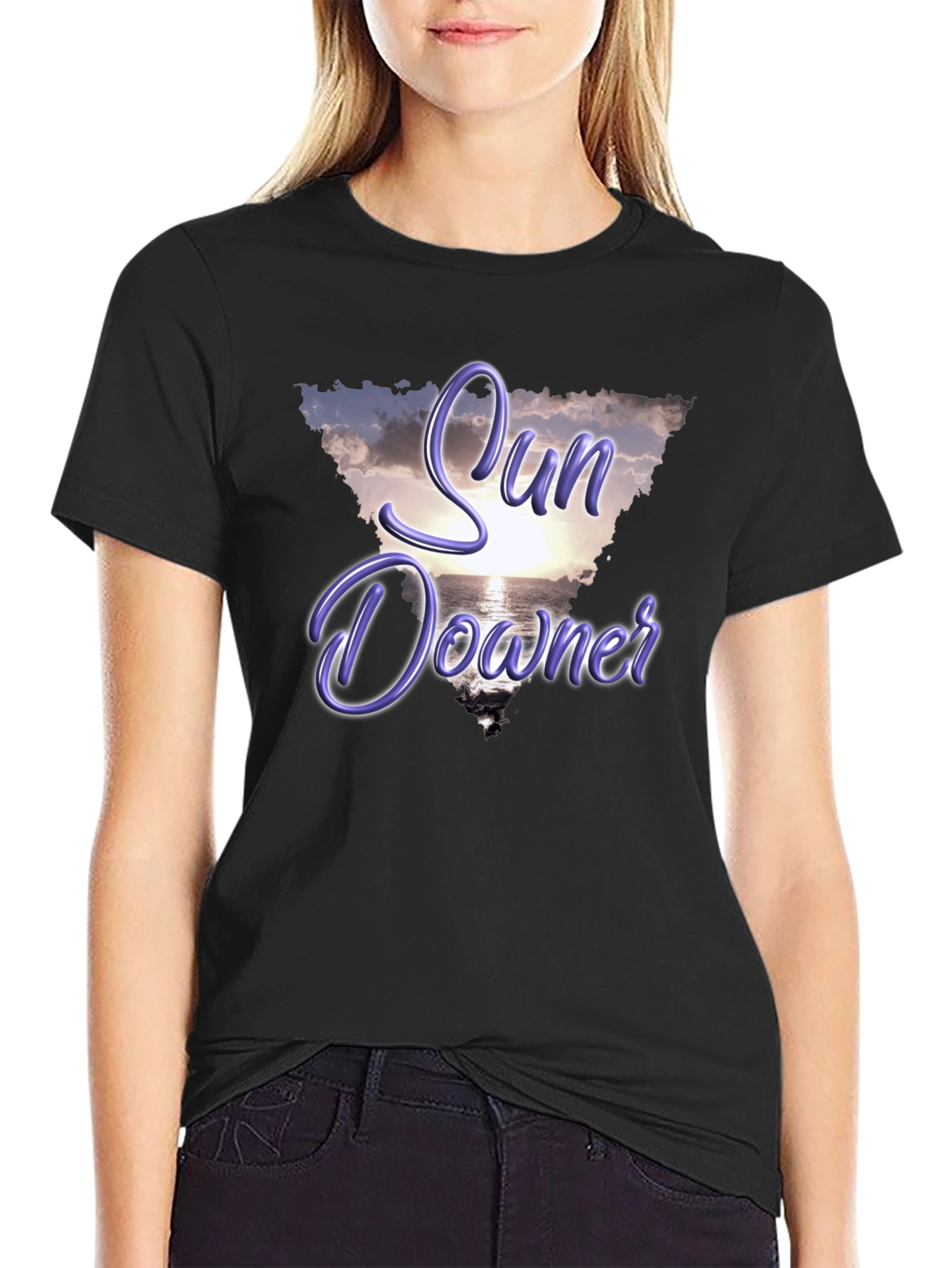 Black Sunset Beach Graphic Tee - Sundowner Design view 2