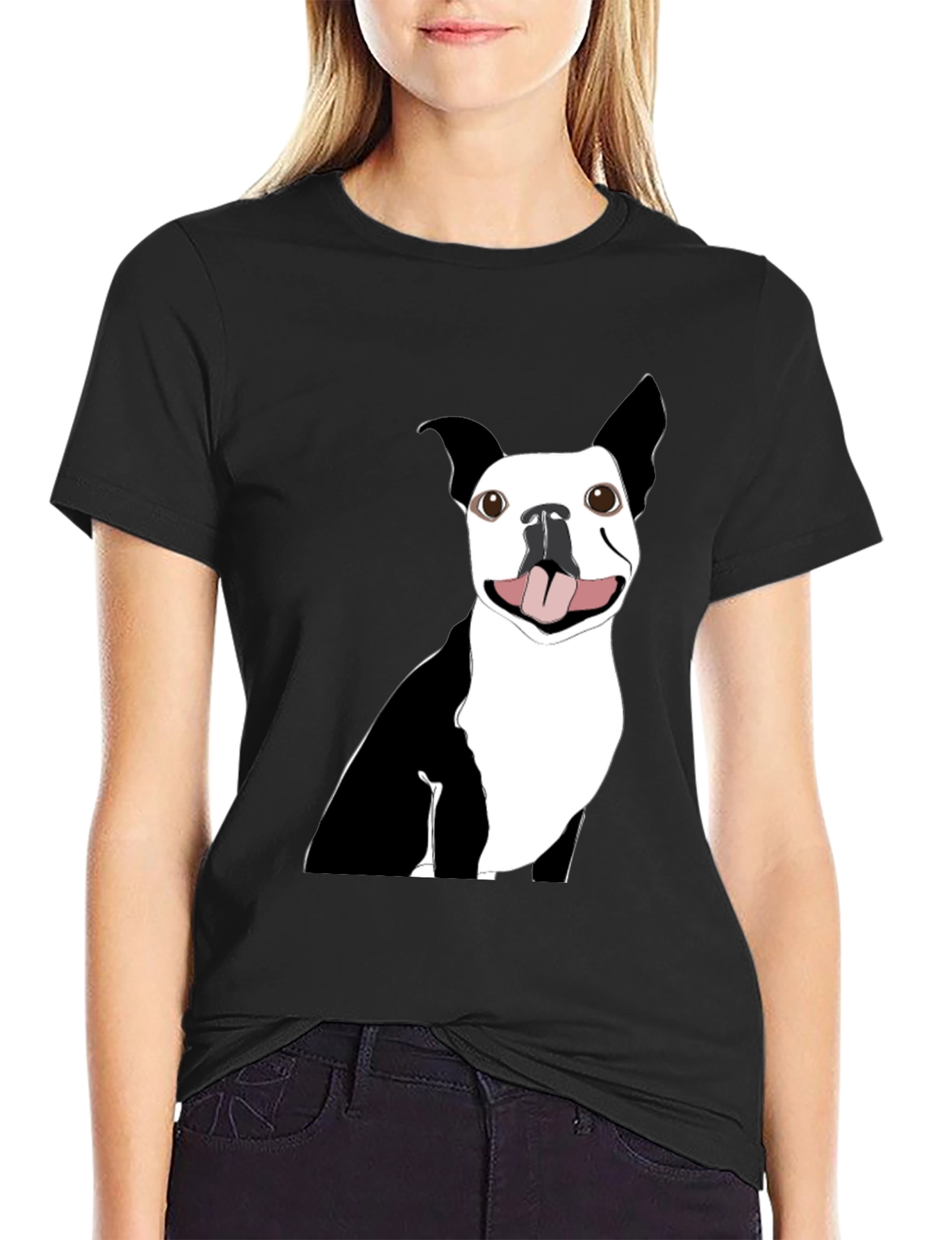 Black Boston Terrier Graphic Tee - Soft Cotton Blend view 2