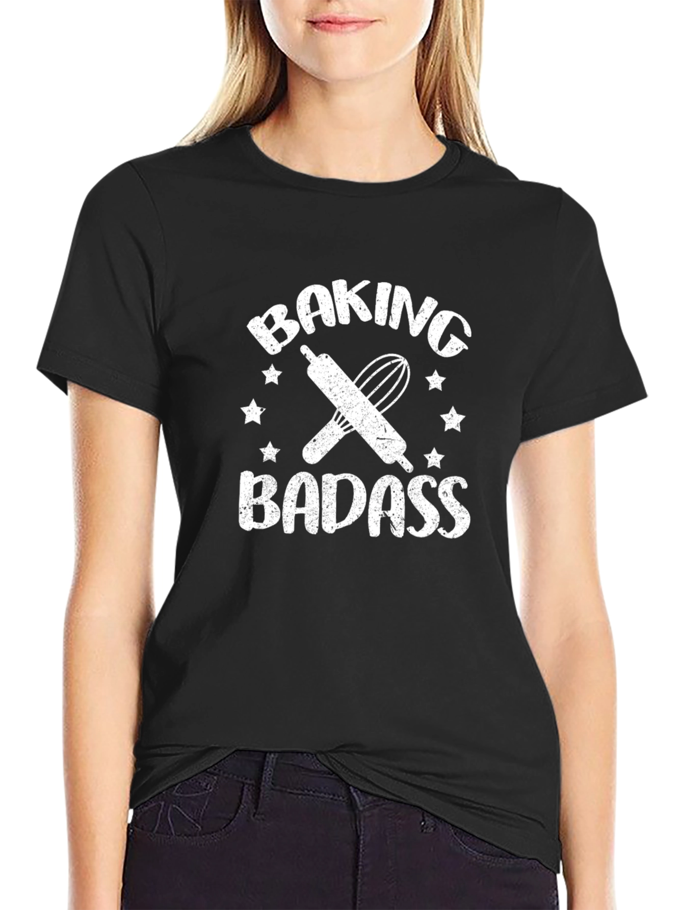 Black Baking Badass T-Shirt - Black Cotton Tee view 2