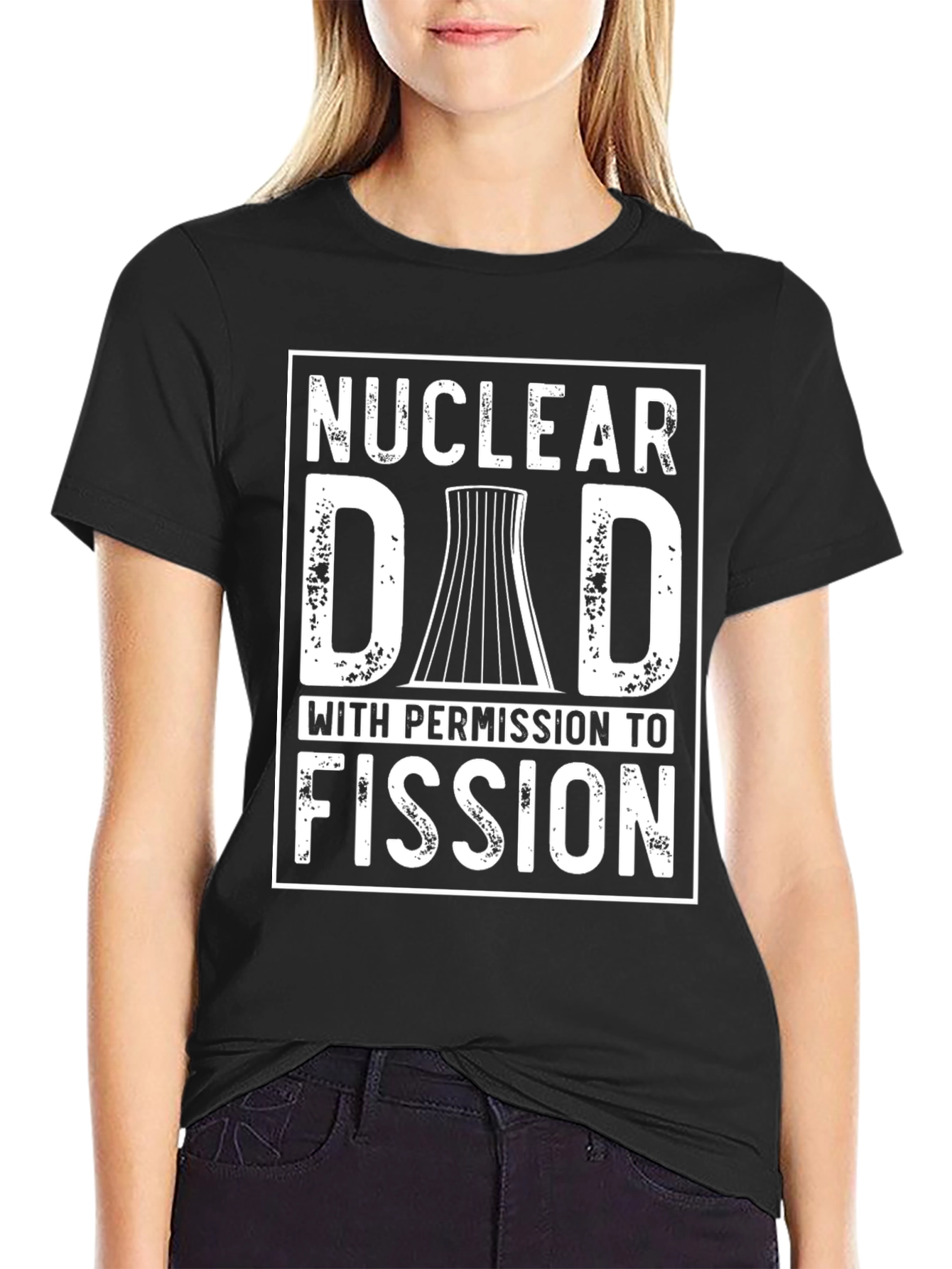 Black Nuclear Dad Fission T-Shirt - Funny Father's Day Gift view 2