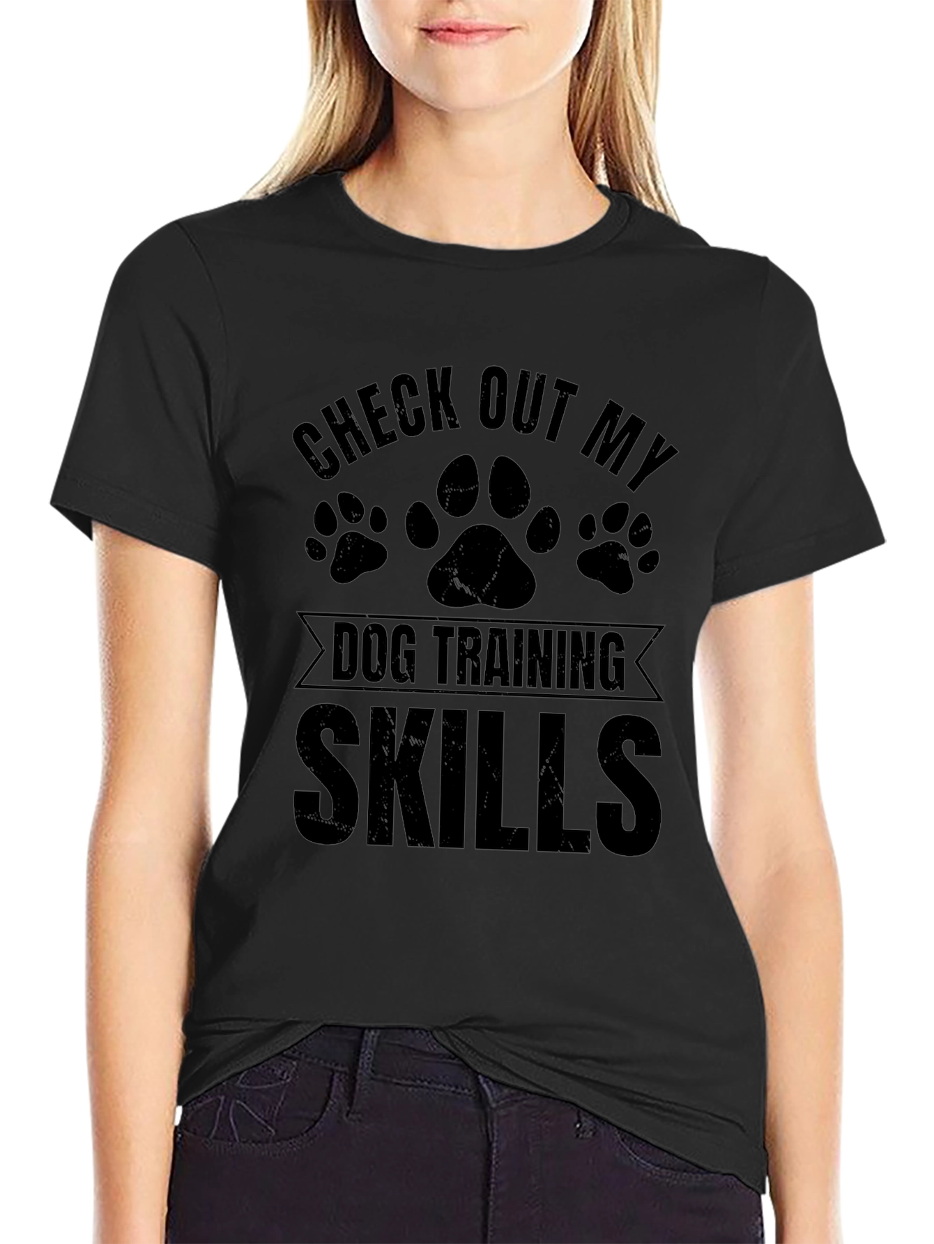 Black Dog Training Skills Graphic T-Shirt - Unisex Cotton Tee view 2