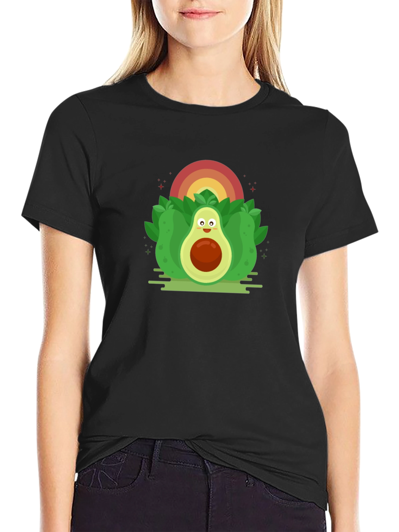 Black Avocado Rainbow Graphic Black T-Shirt view 2
