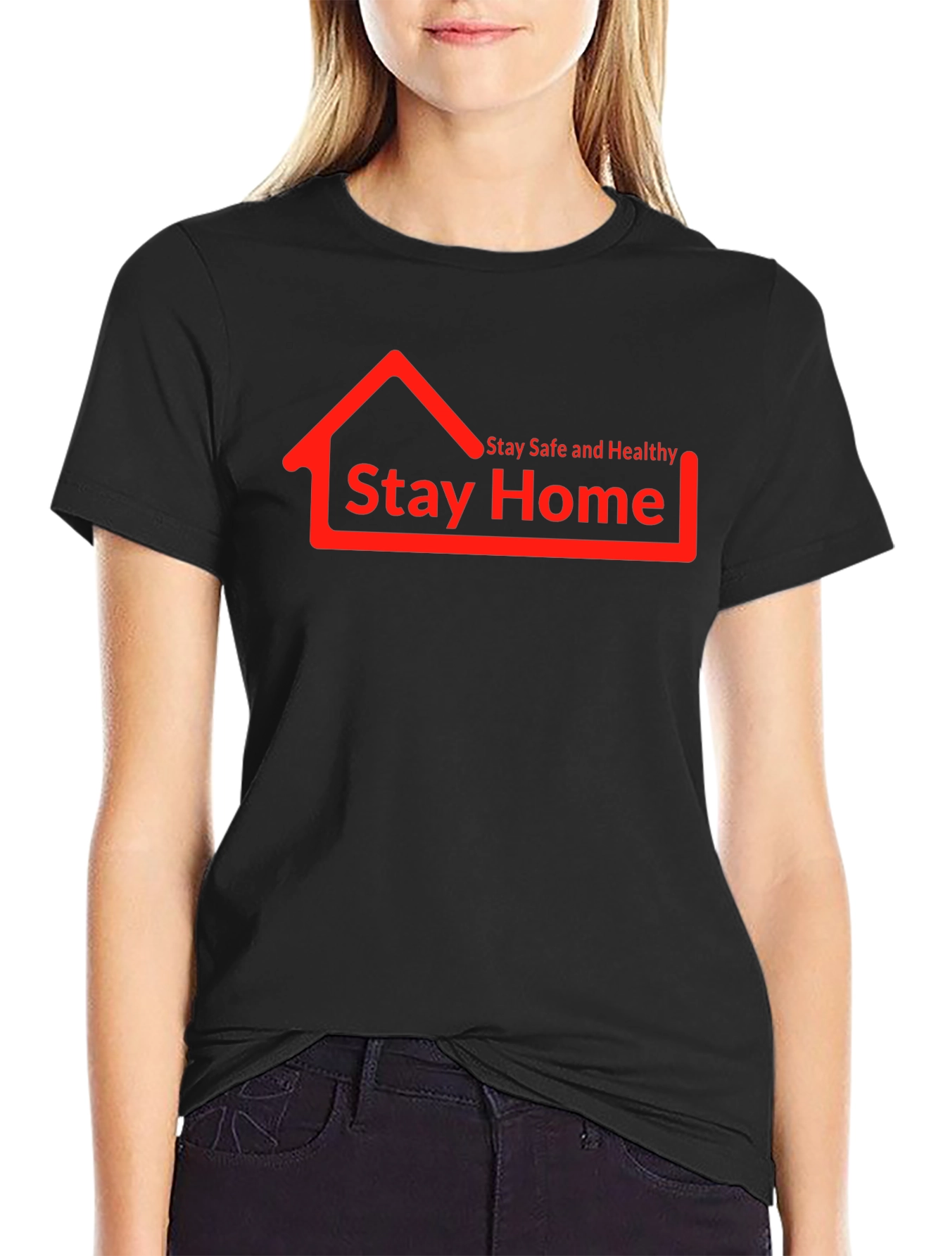 Black Stay Home Graphic Tee - Comfort & Style! view 2