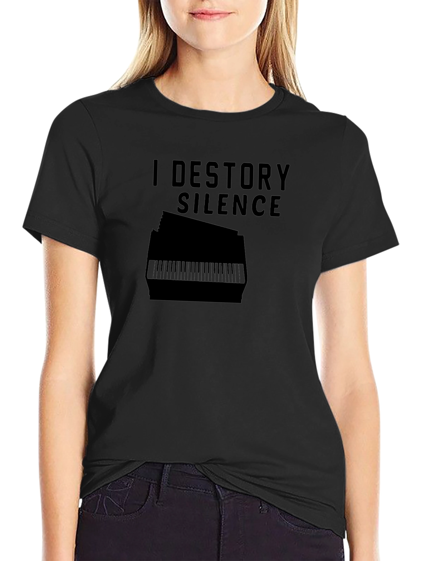 Black I Destroy Silence T-Shirt - Musician Tee view 2