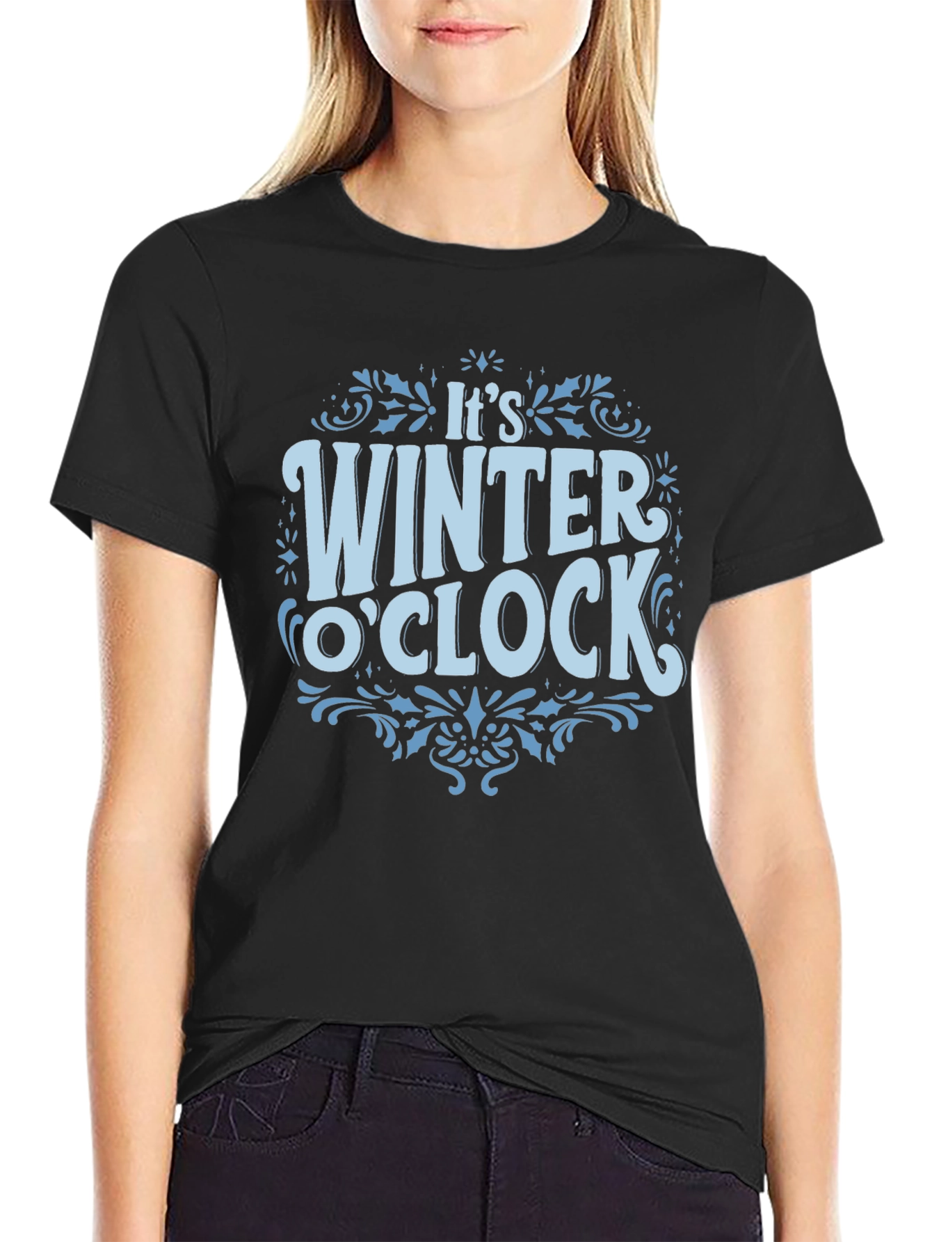 Winter O'Clock Black Graphic T-Shirt - 2