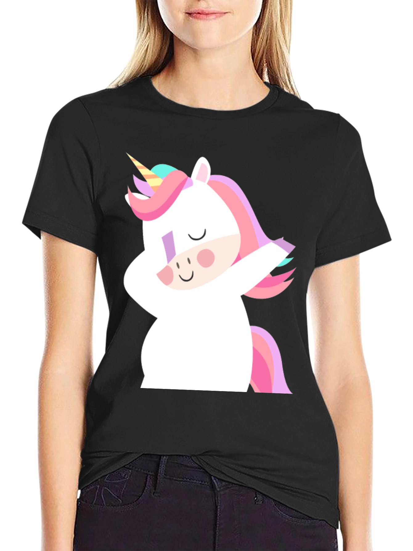 Black Unicorn Dab Black T-Shirt view 2
