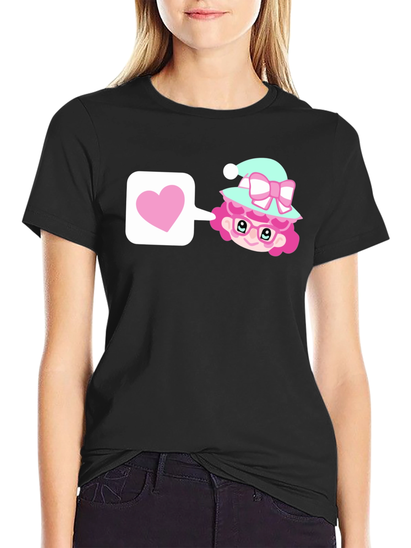 Cute Cartoon Character Love T-Shirt - 2