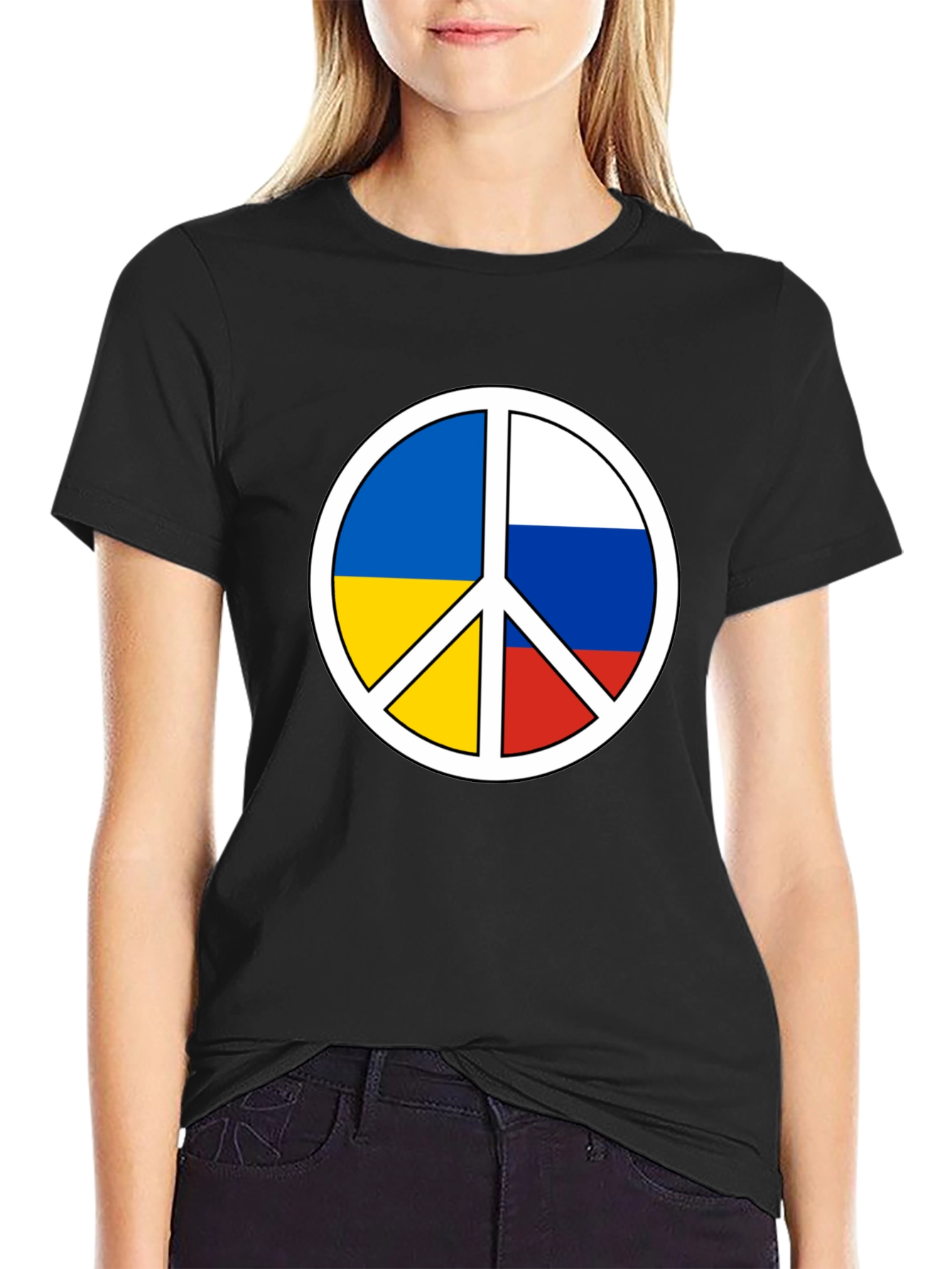Black Peace Ukraine Russia T-Shirt view 2
