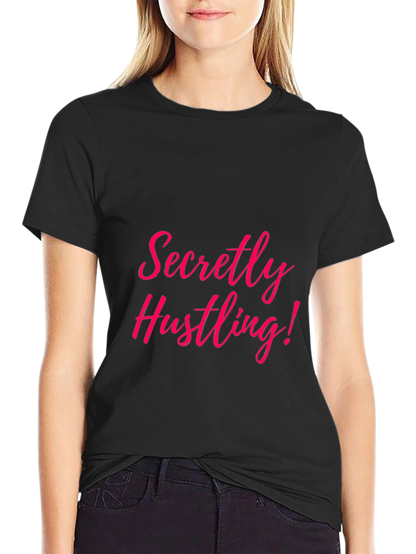 Black Secretly Hustling! Graphic T-Shirt view 2