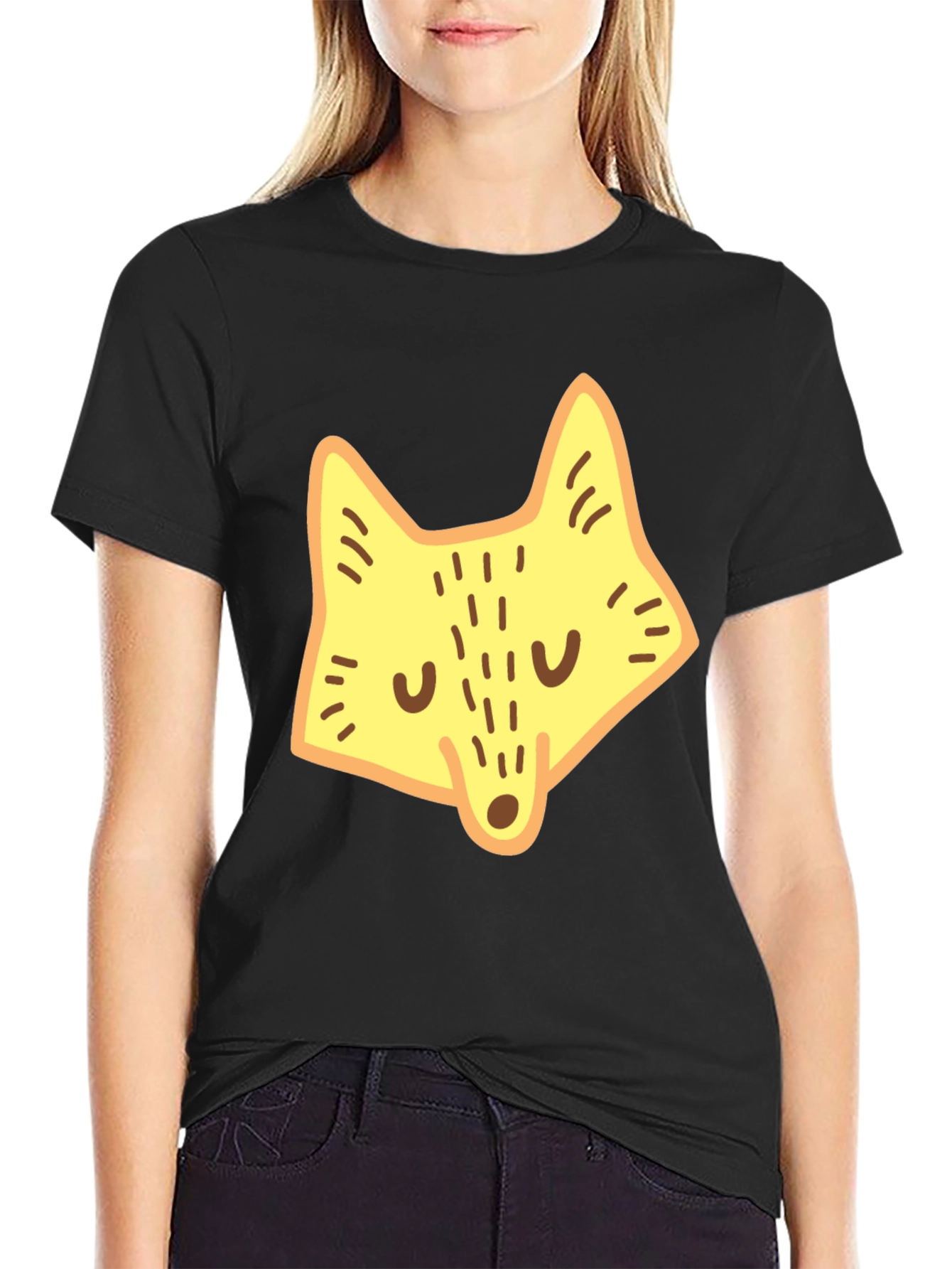 Black Fun Fox Graphic Tee - Black Cotton Blend view 2