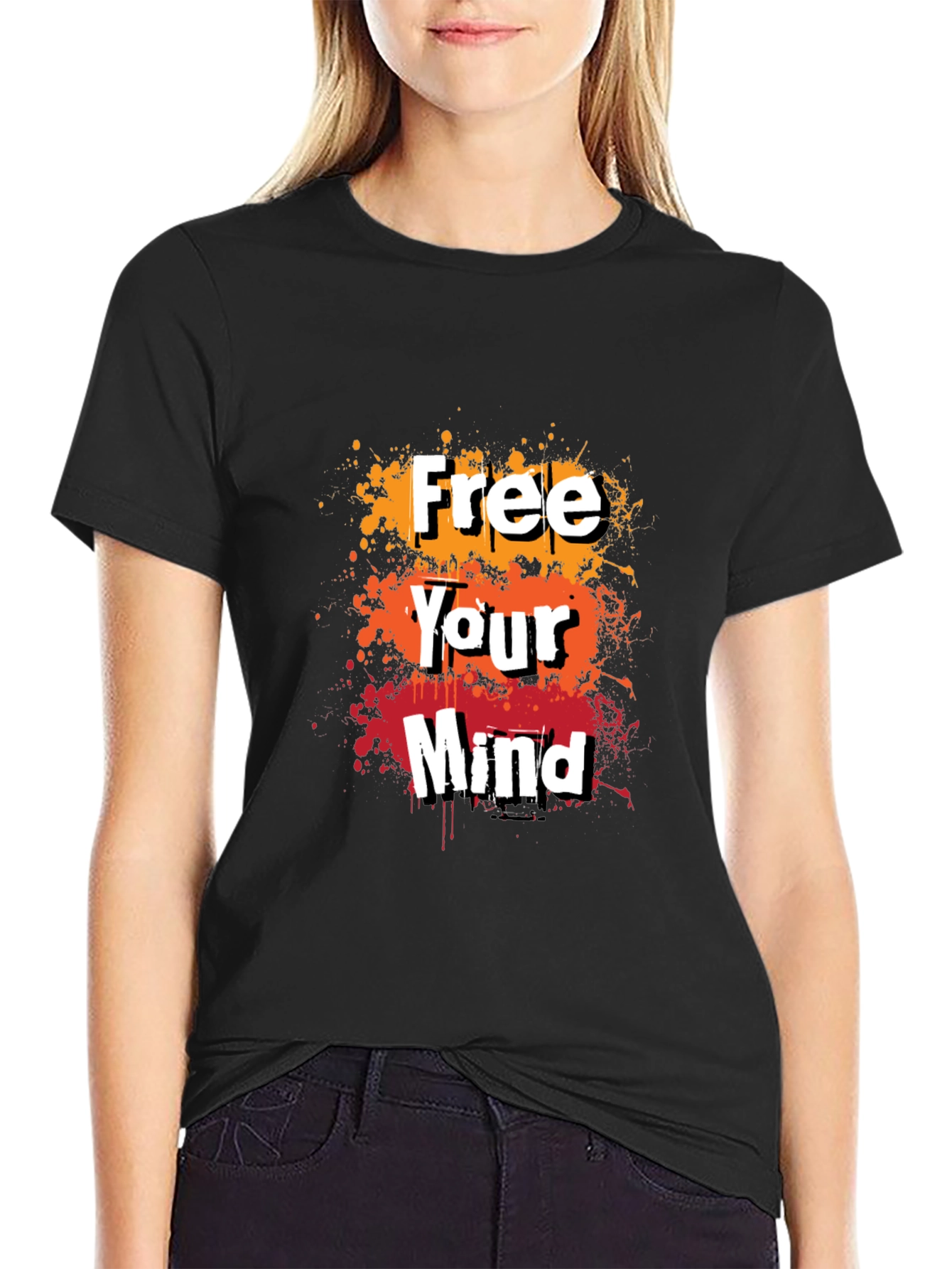 Black Free Your Mind Graphic Tee - Trendy Men's T-Shirt view 2