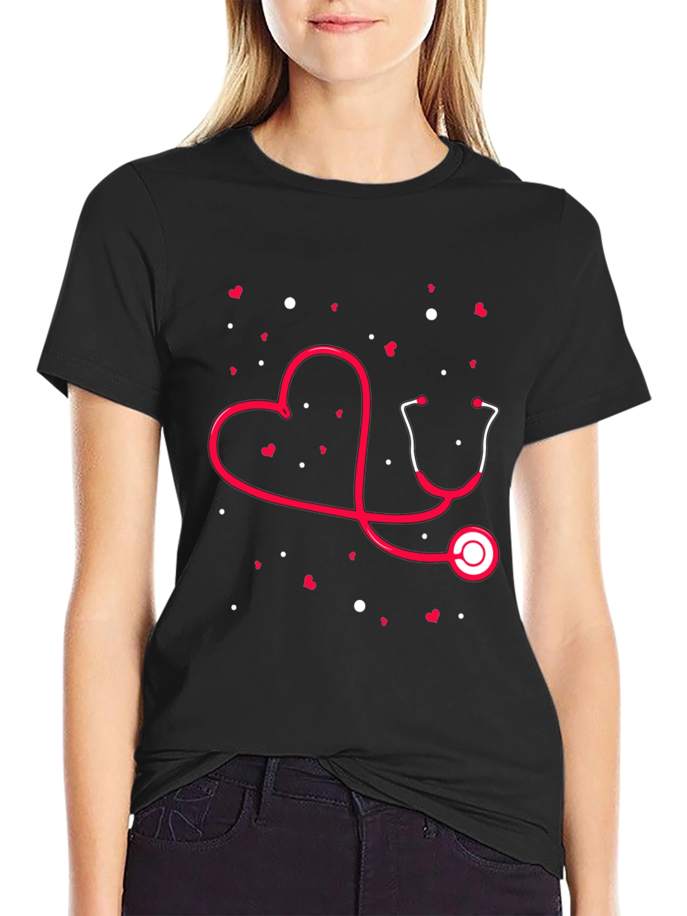 Black Heart Stethoscope Graphic Tee - Medical Love view 2