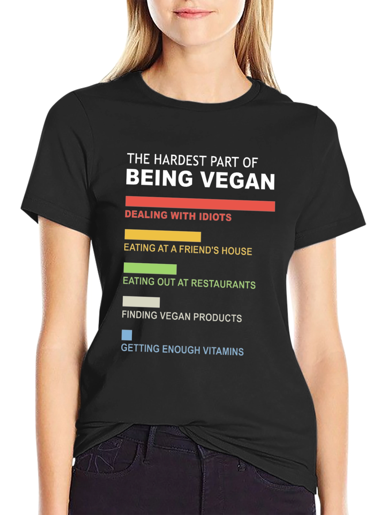 Black Hardest Part Being Vegan T-Shirt view 2