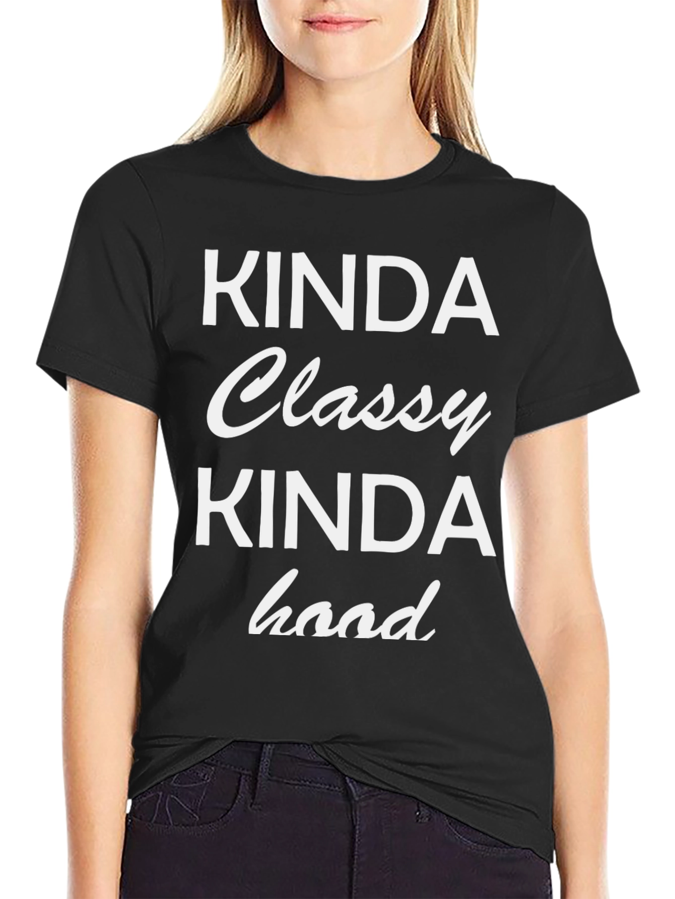 Black Kinda Classy Kinda Hood Graphic T-Shirt view 2