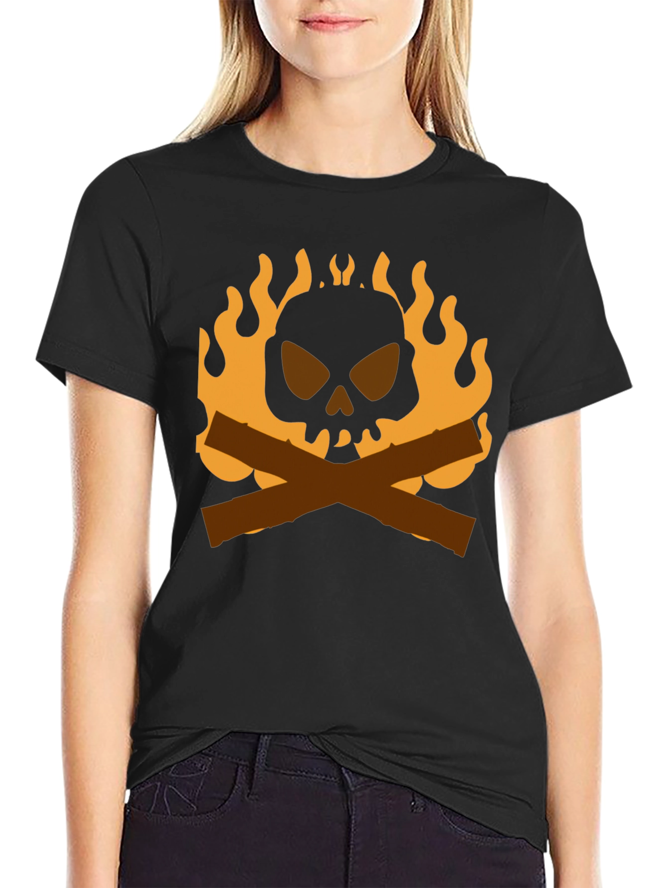Black Skull & Crossbones Campfire T-Shirt view 2