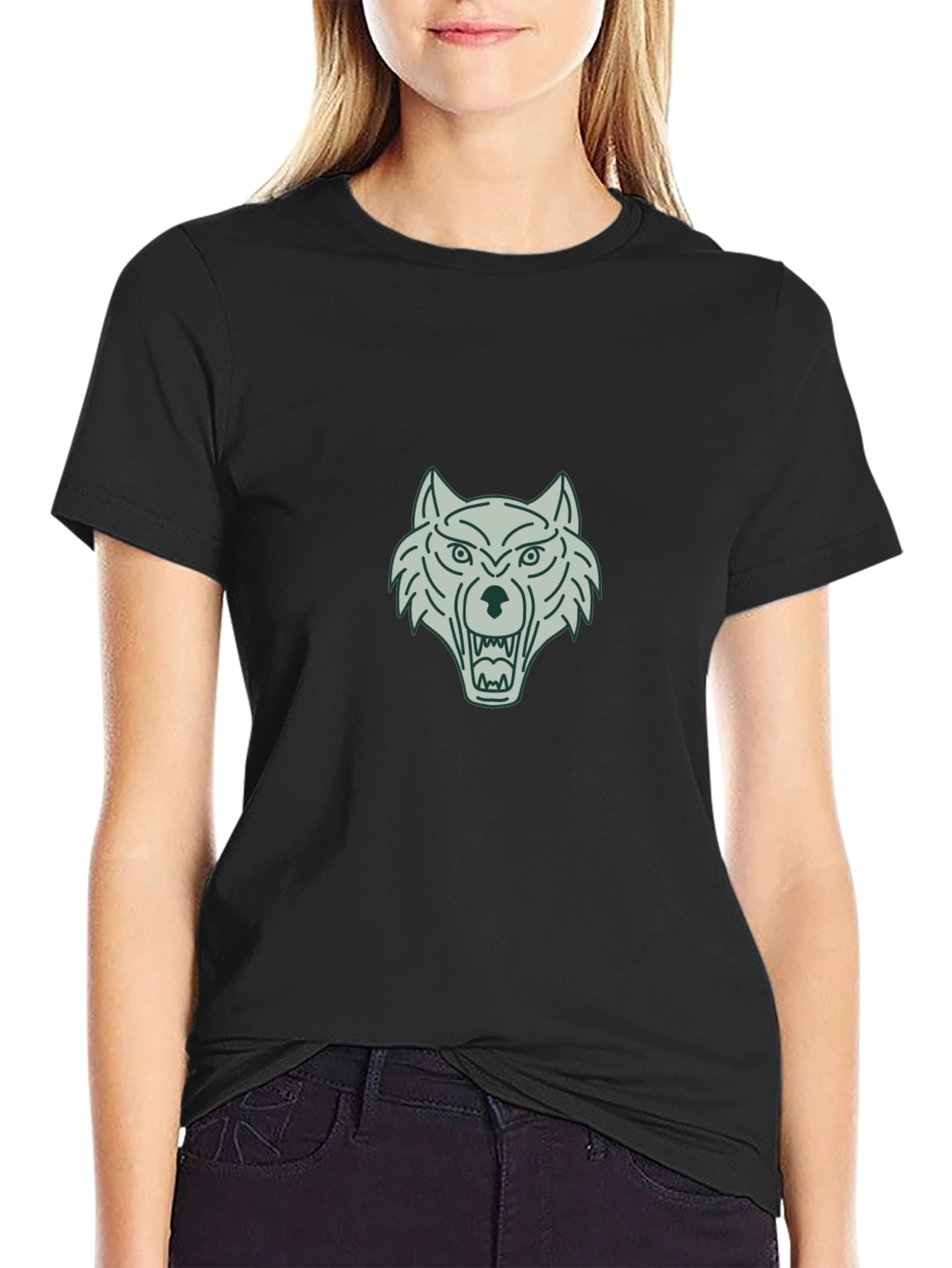 Black Black Wolf Graphic Tee - Fierce Style view 2