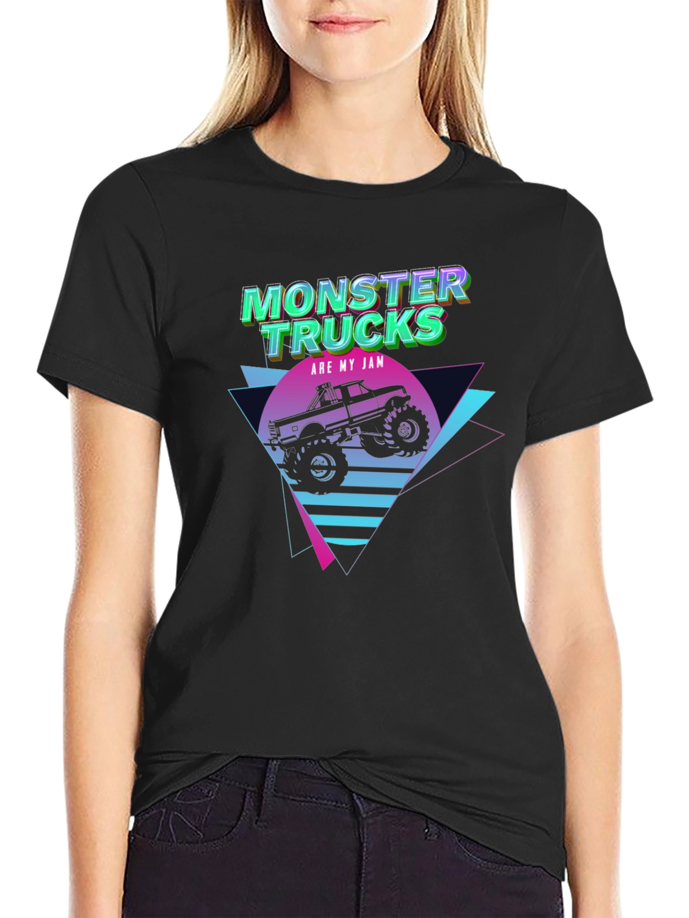 Black Monster Trucks Are My Jam Black T-Shirt view 2
