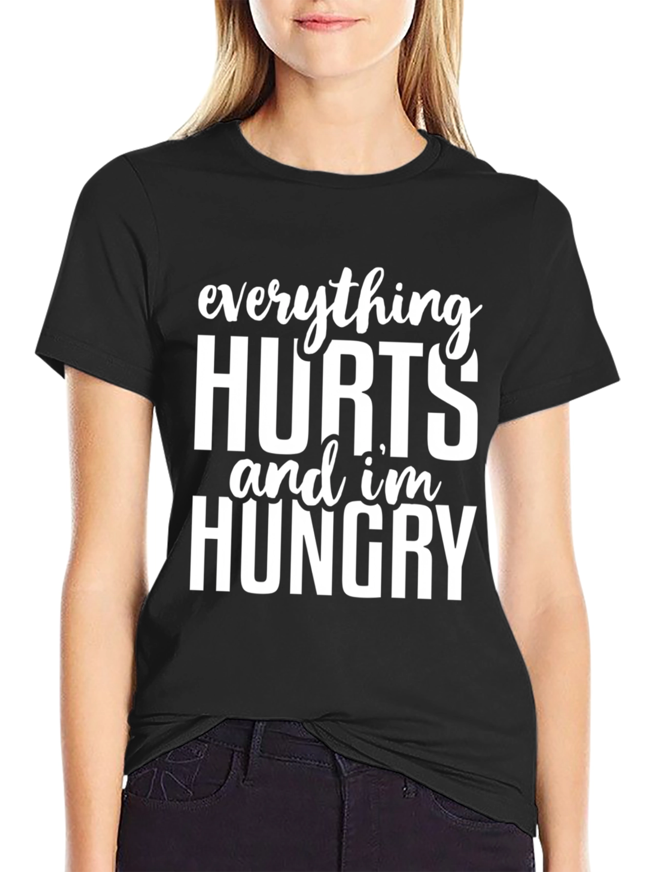 Black Everything Hurts I'm Hungry Graphic Tee view 2