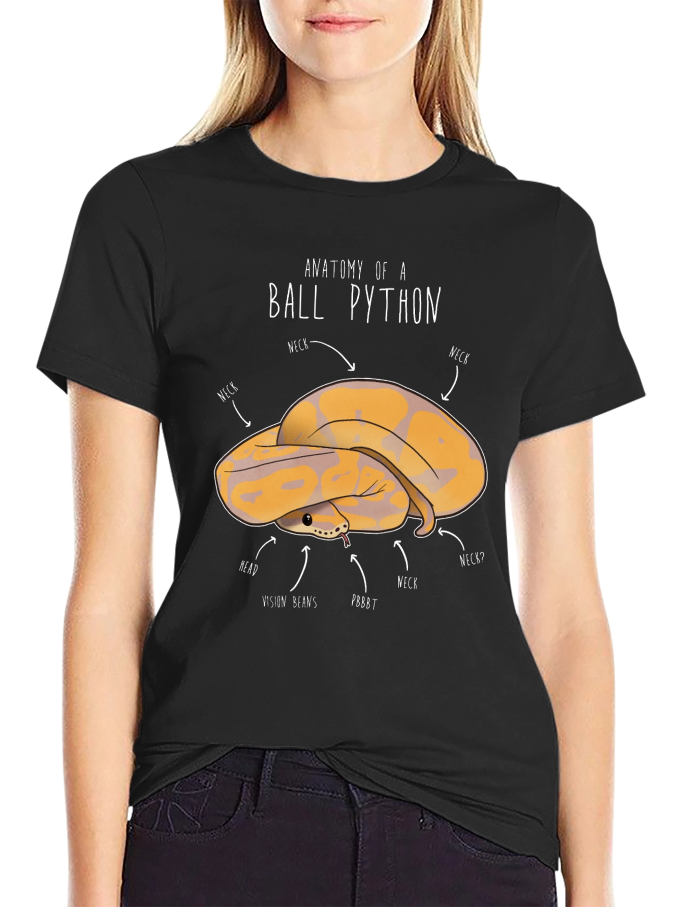 Black Anatomy of a Ball Python T-Shirt view 2