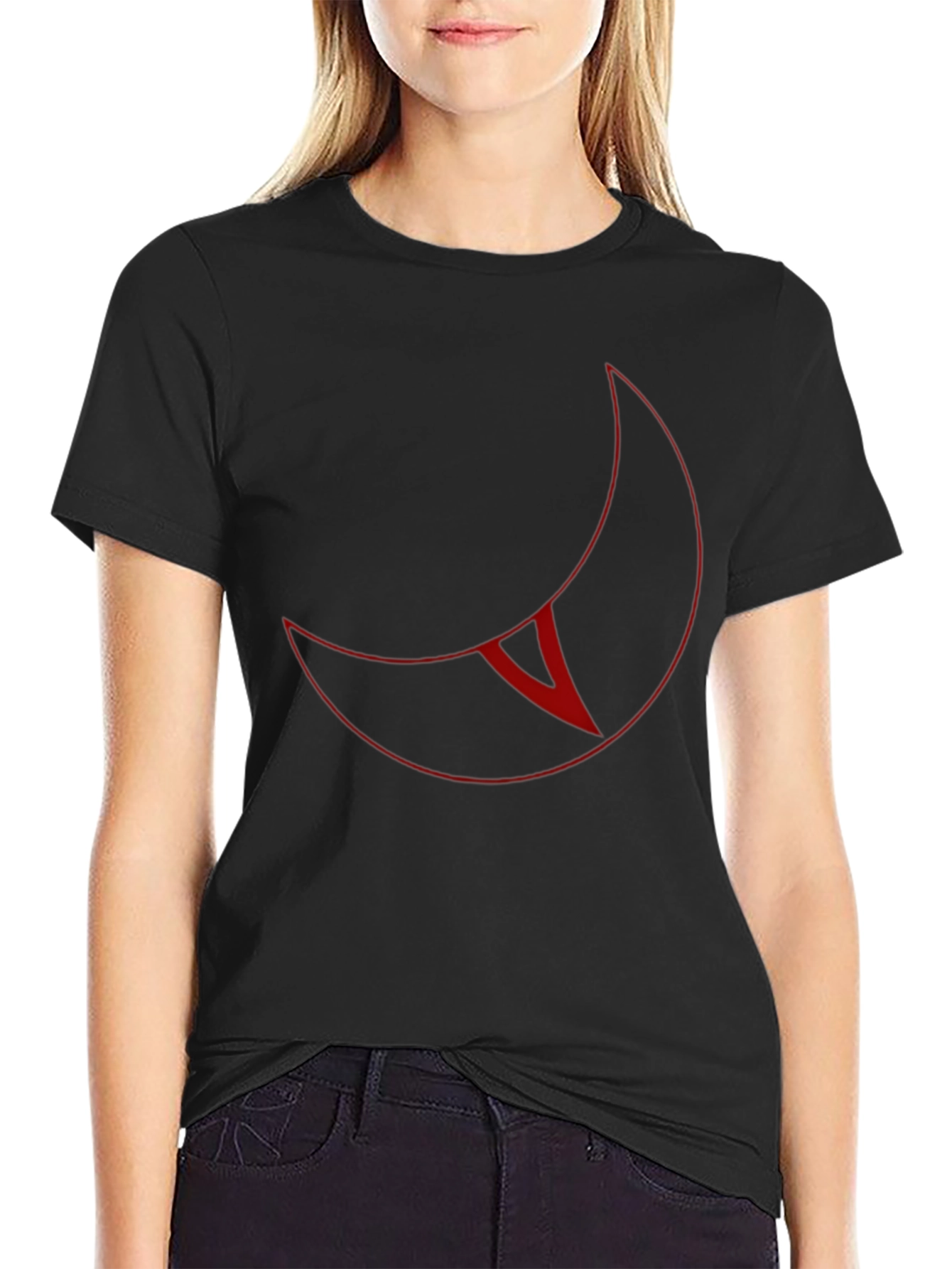 Black Crescent Moon Graphic T-Shirt - Black view 2