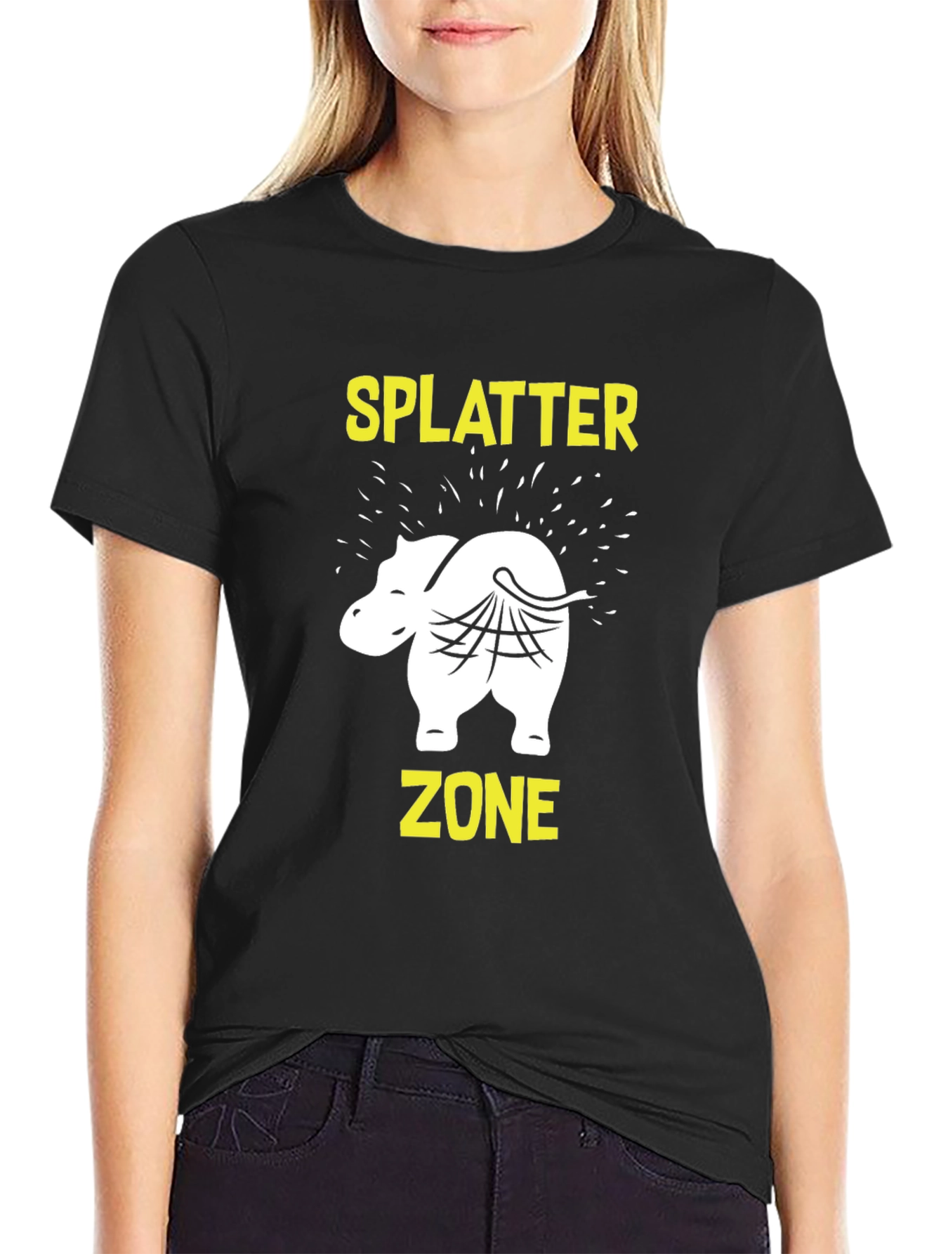 Black Splatter Zone T-Shirt - Funny Animal Graphic Tee view 2