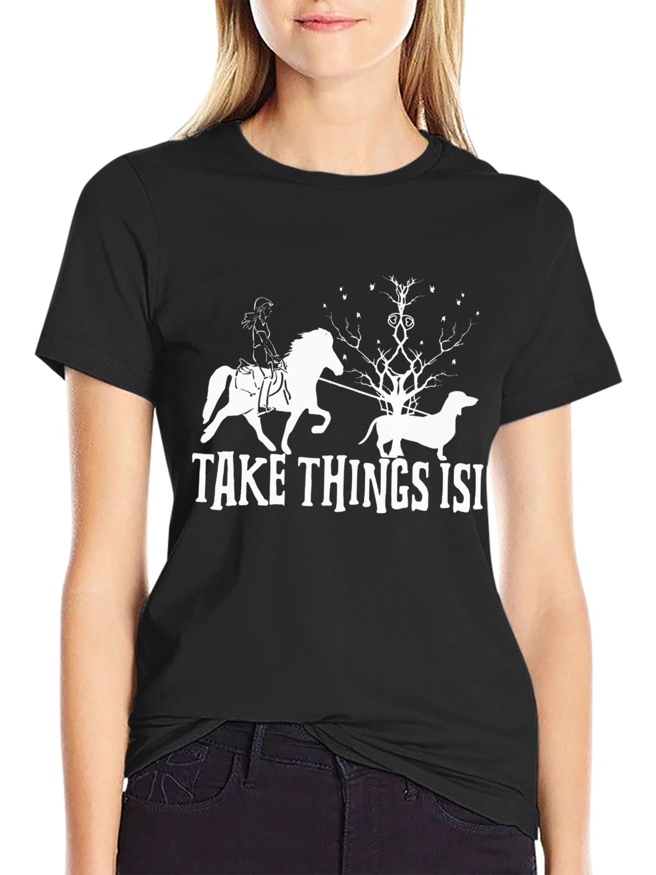 Black Take Things Isi Tee - Novelty Graphic T-Shirt view 2