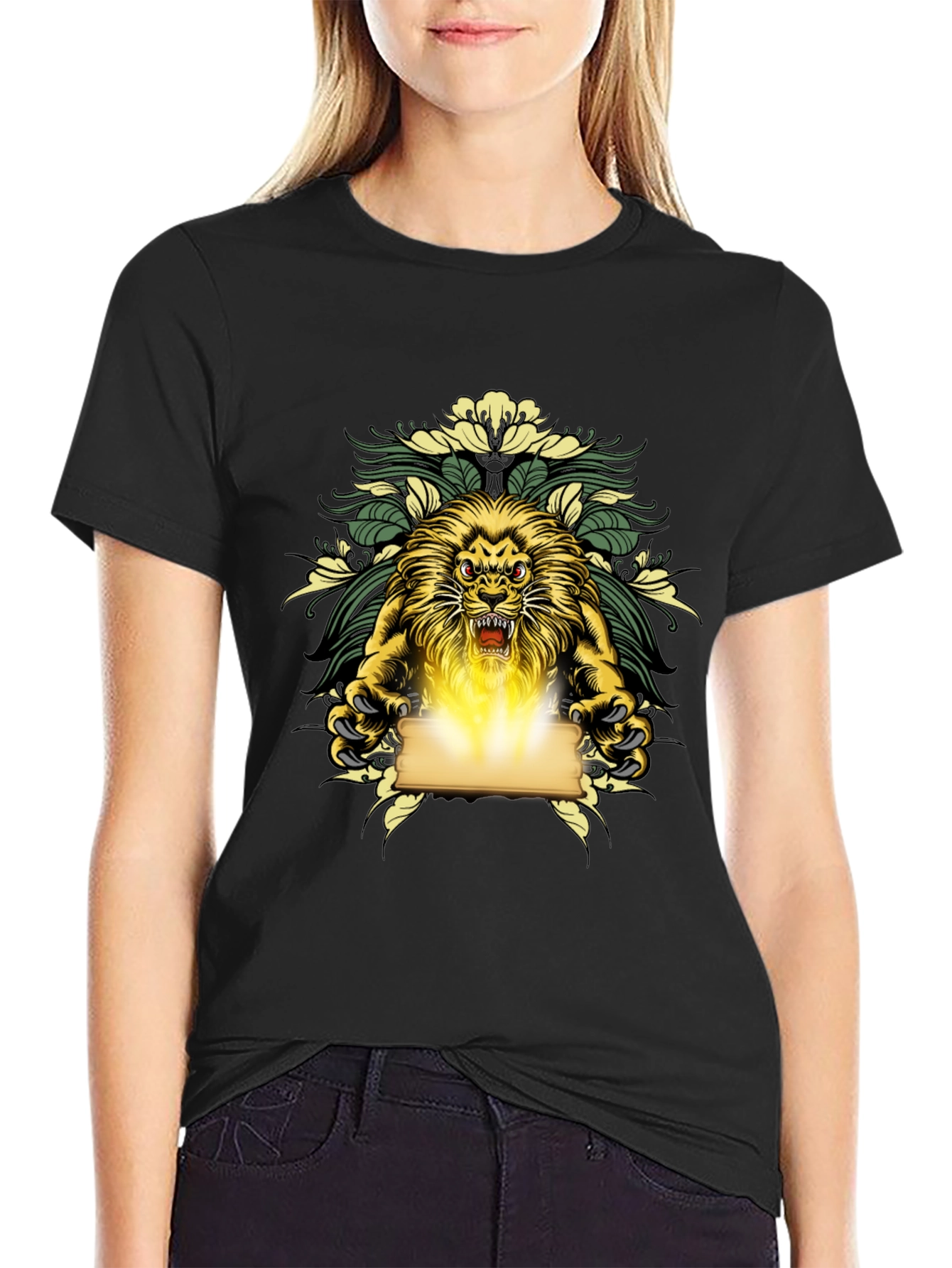 Black Lion King Graphic Print Black T-Shirt view 2