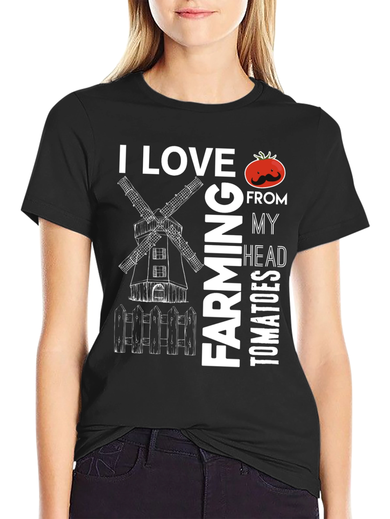 Black I Love Farming Tomatoes T-Shirt - Novelty Graphic Tee view 2