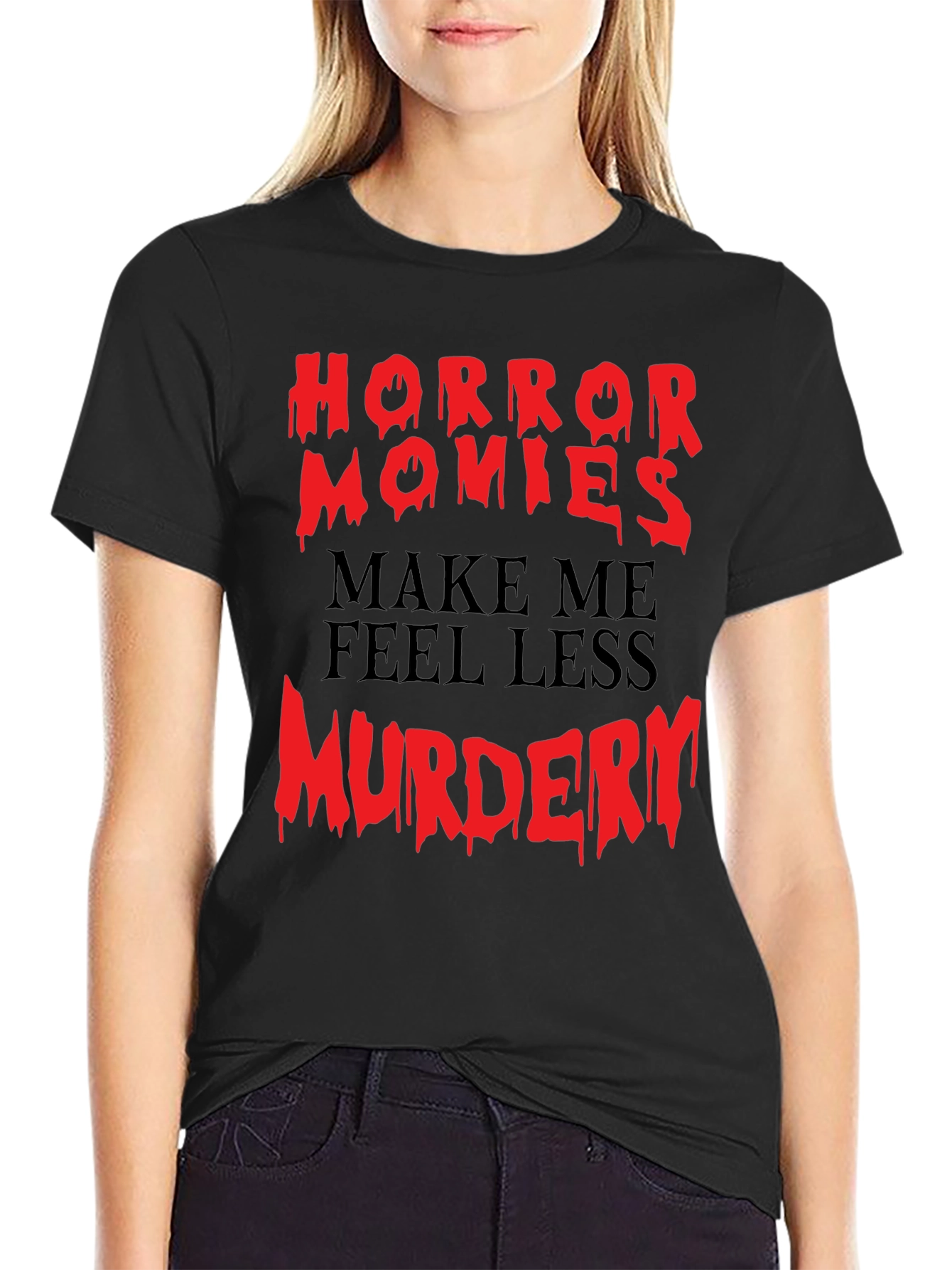 Black Horror Movie Fan T-Shirt - Funny Graphic Tee view 2