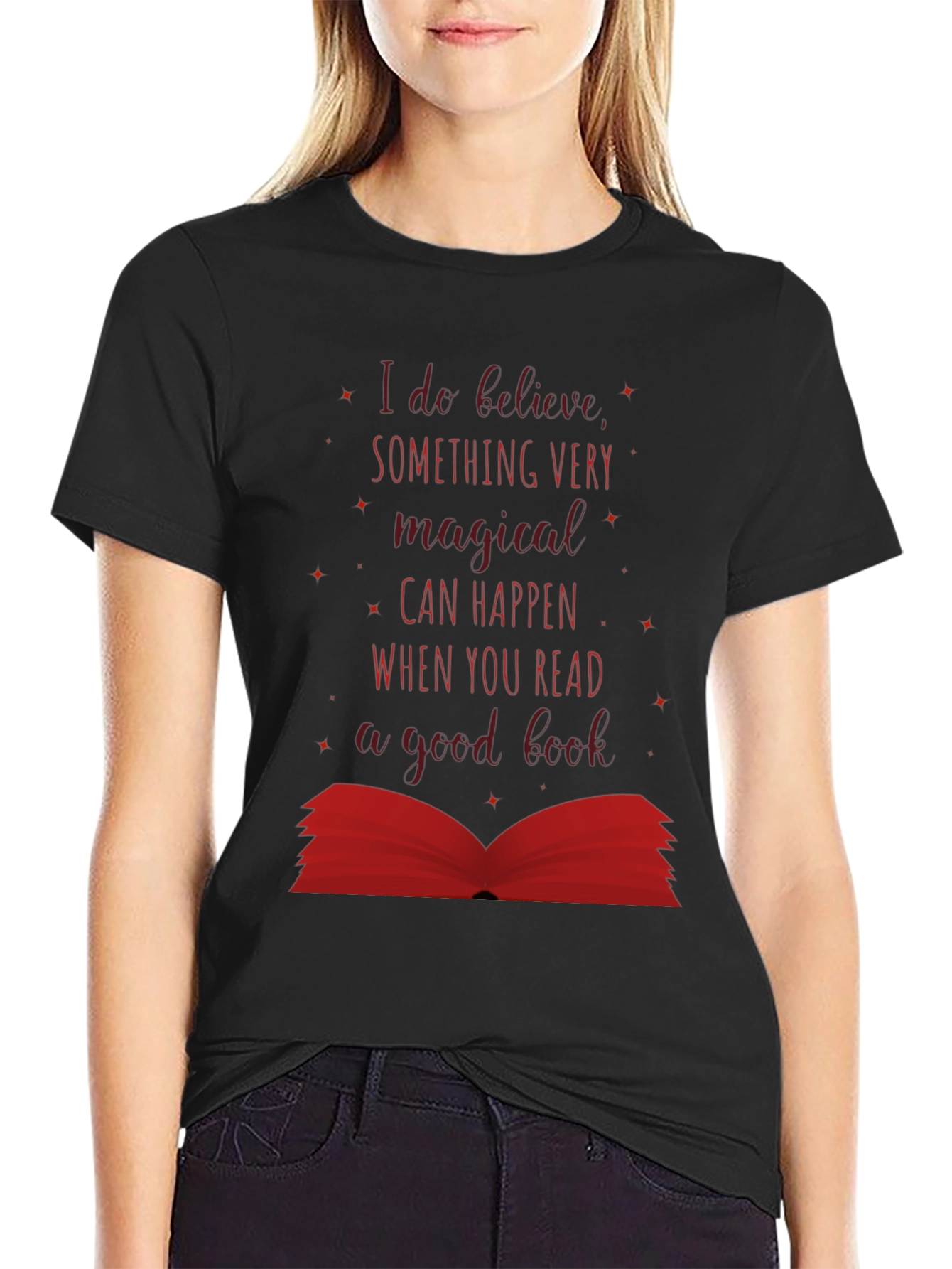 Black Magical Reads T-Shirt - Book Lover Tee view 2