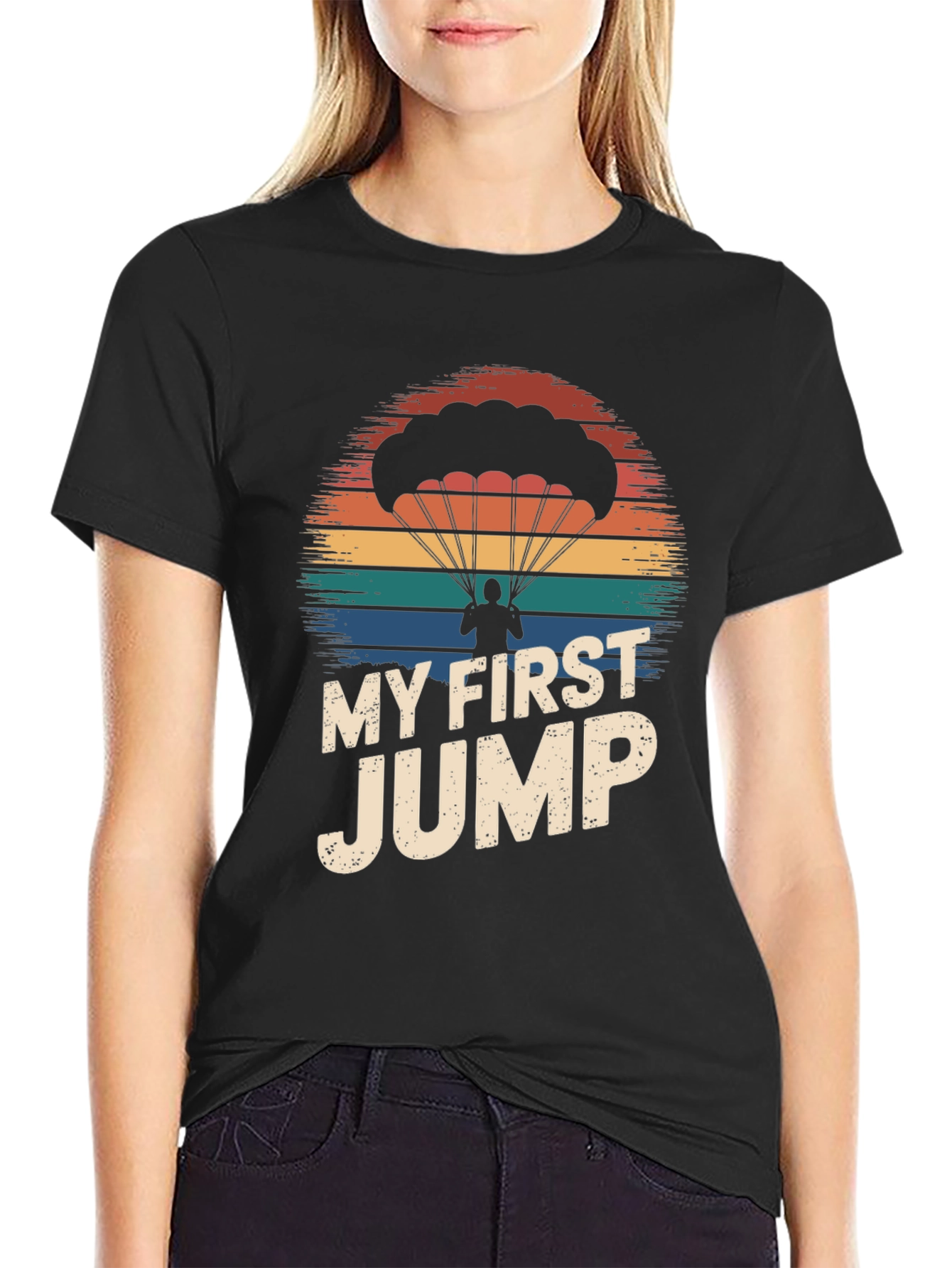 Black My First Jump Graphic Tee - Skydiving Shirt view 2