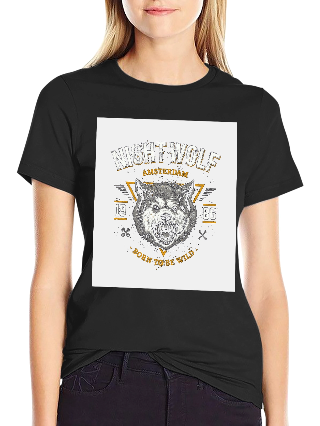 Black Night Wolf Amsterdam Graphic T-Shirt - Born to be Wild view 2